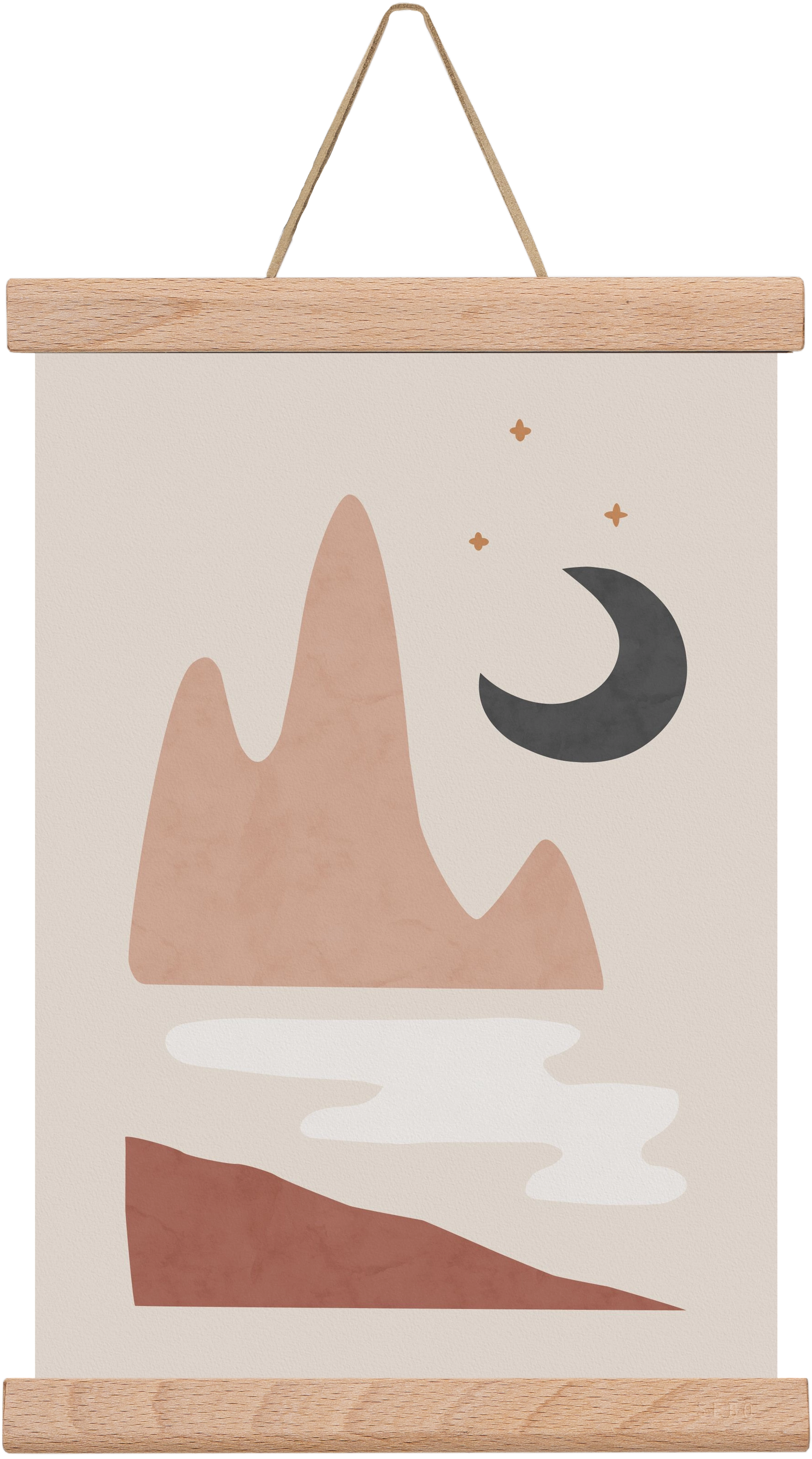 Landscape & Moon, 20x30 cm (20x30 cm), Tölgy akasztó