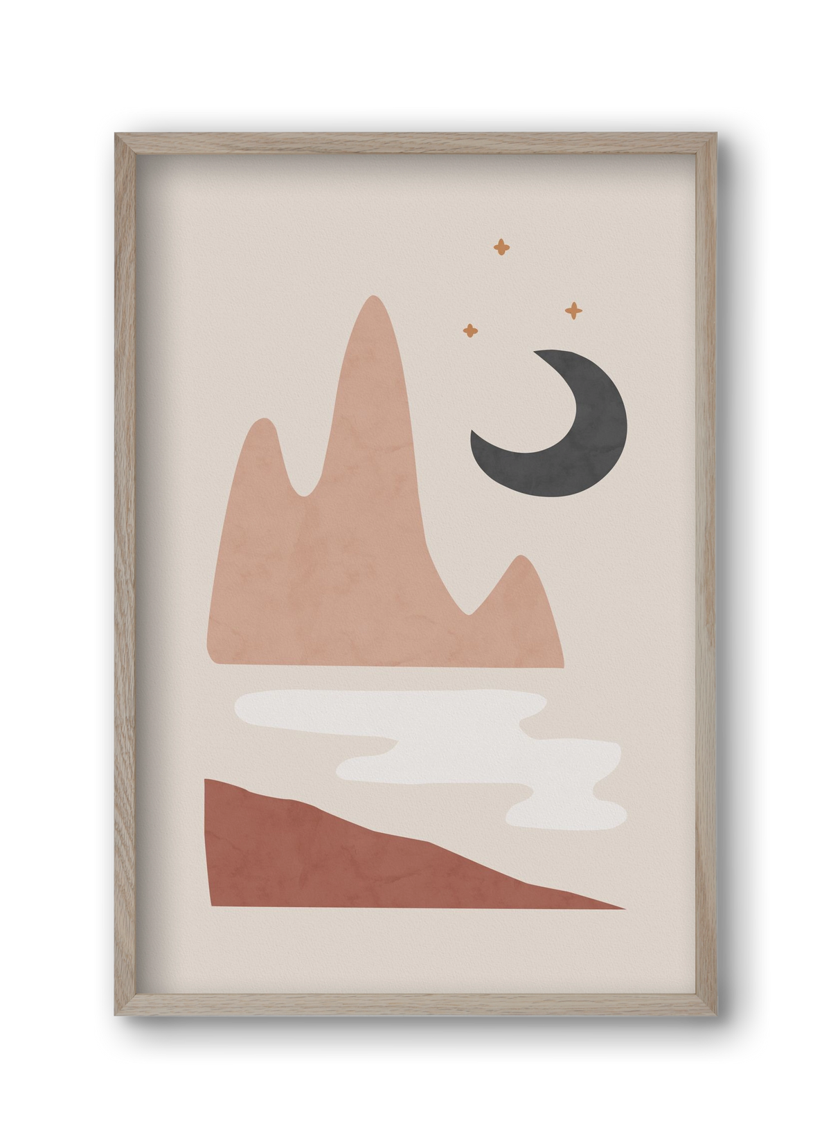 Landscape & Moon, 30x45 cm (30x45 cm), Tölgy keret