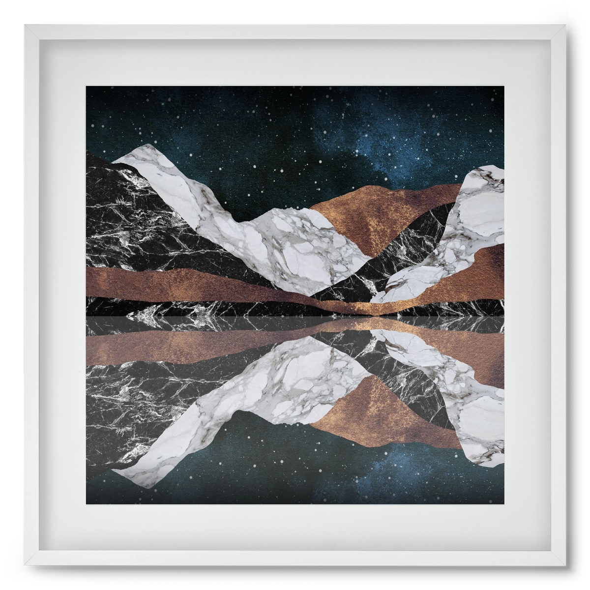 Landscape Mountains, 50x50 cm (40x40 cm), Fehér keret, paszpartuval