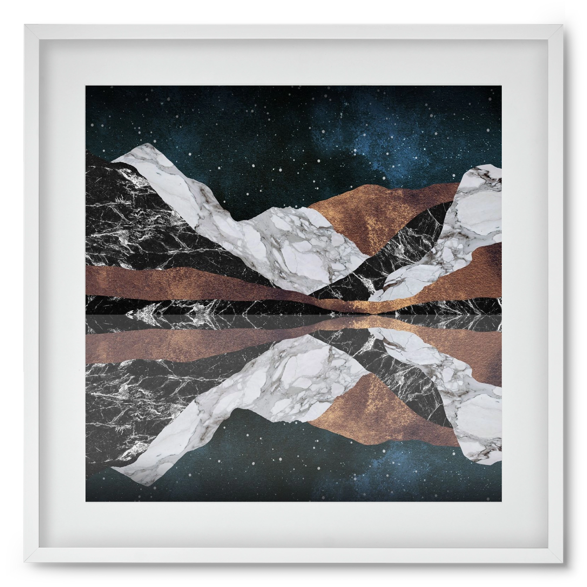 Landscape Mountains, 50x50 cm (40x40 cm), Fehér keret, paszpartuval