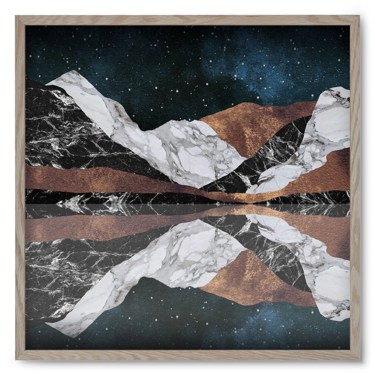 Landscape Mountains, 50x50 cm (50x50 cm), Tölgy keret