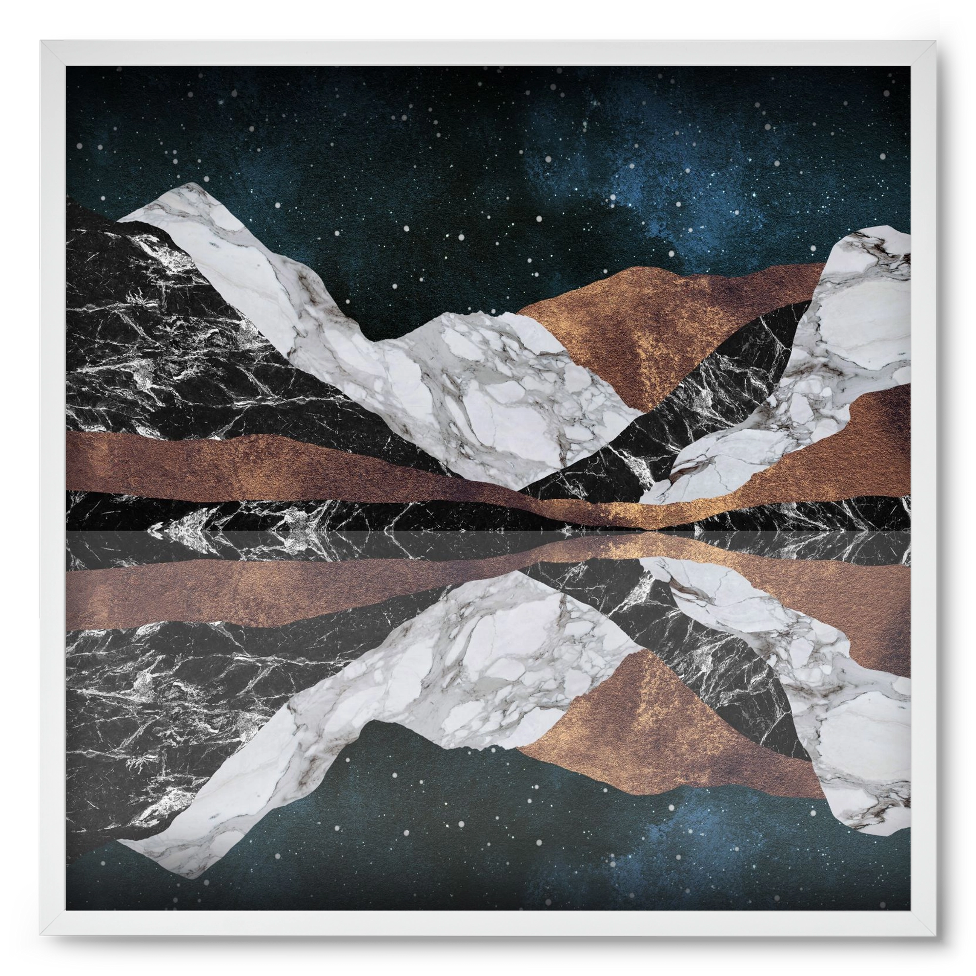 Landscape Mountains, 50x50 cm (50x50 cm), Fehér keret