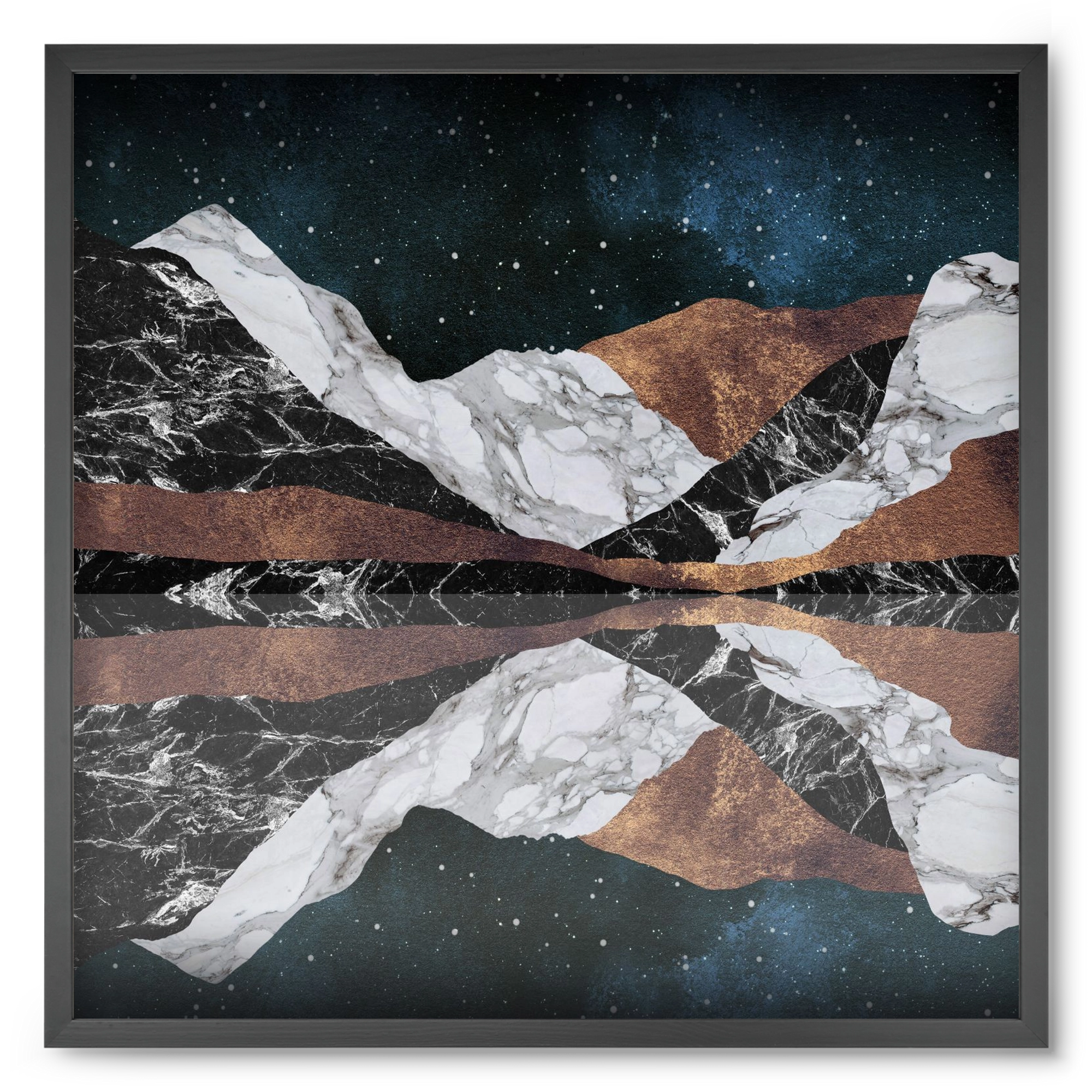 Landscape Mountains, 50x50 cm (50x50 cm), Fekete keret