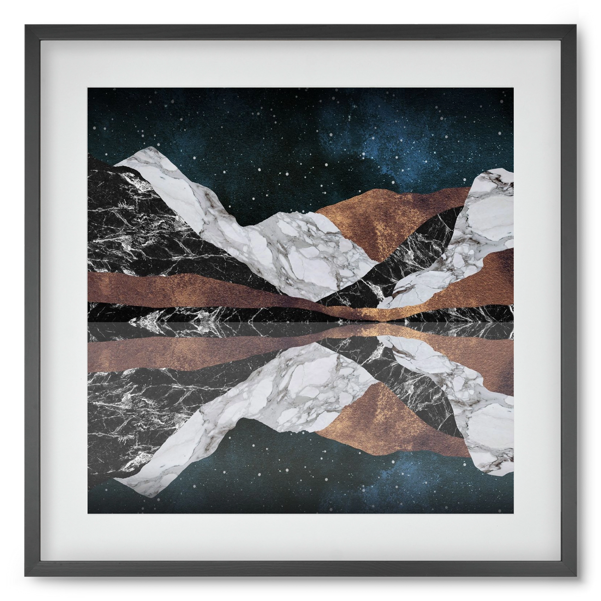 Landscape Mountains, 50x50 cm (40x40 cm), Fekete keret, paszpartuval