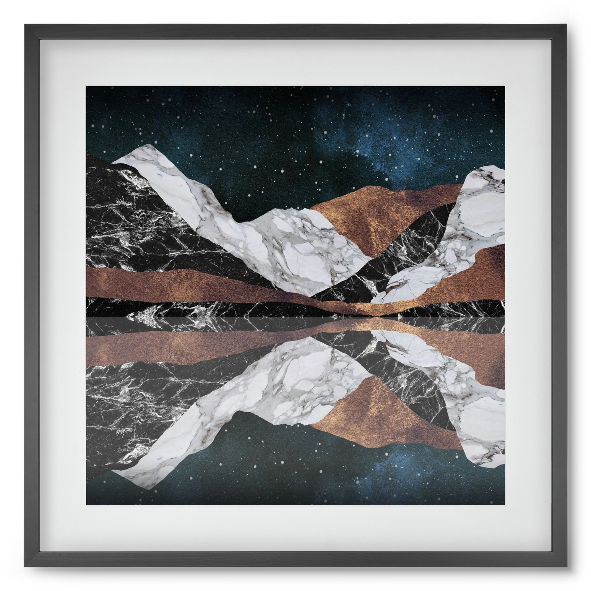 Landscape Mountains, 50x50 cm (40x40 cm), Fekete keret, paszpartuval