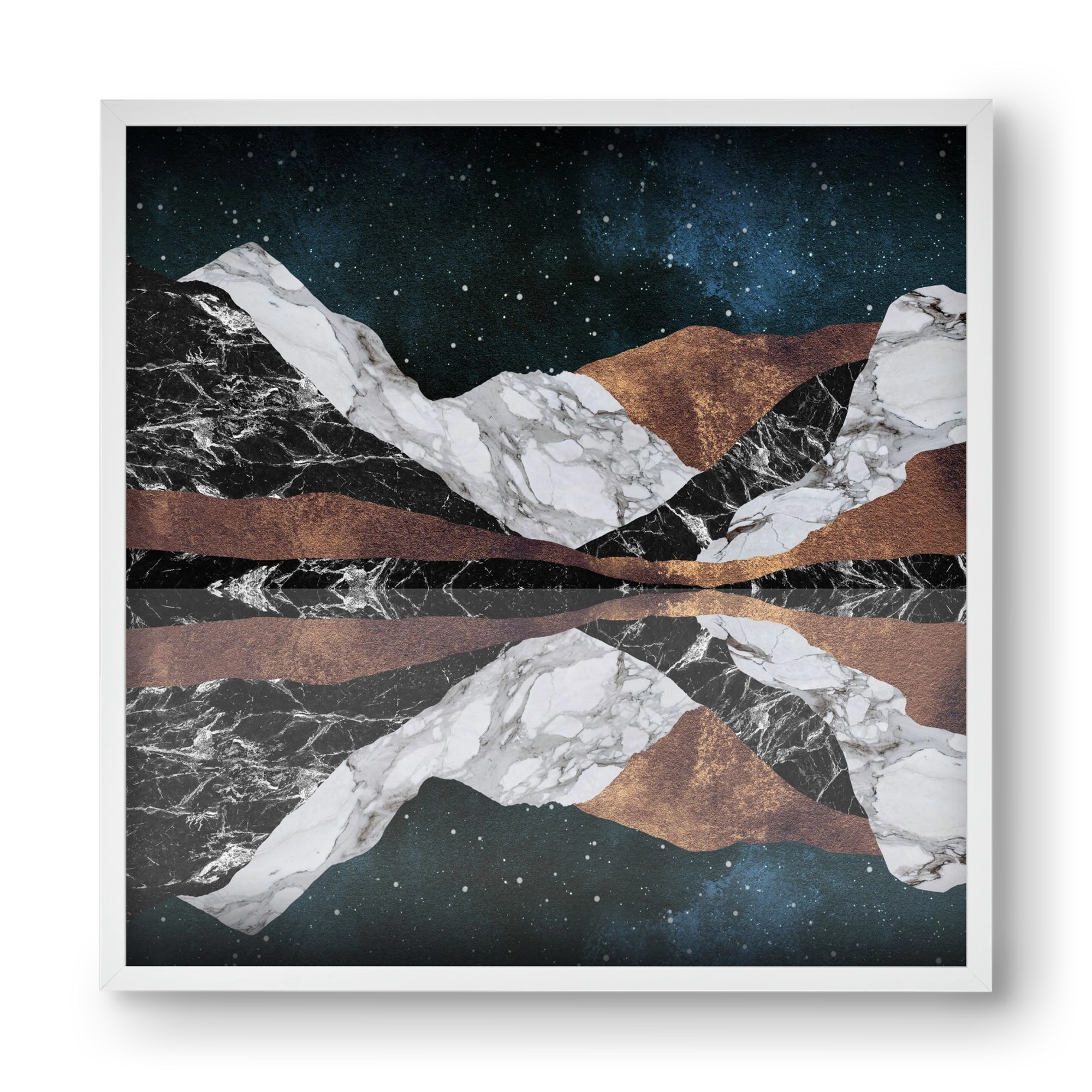 Landscape Mountains, 40x40 cm (40x40 cm), Fehér keret