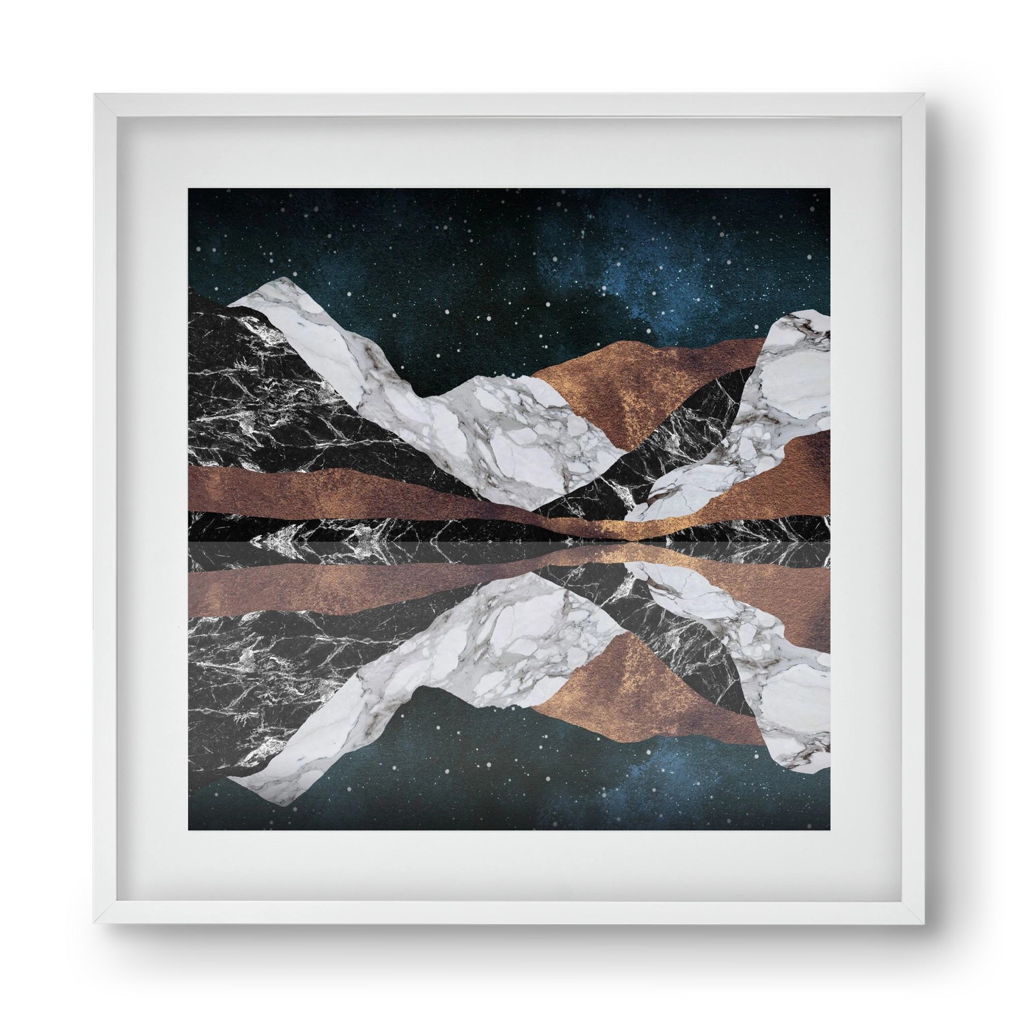 Landscape Mountains, 40x40 cm (30x30 cm), Fehér keret, paszpartuval