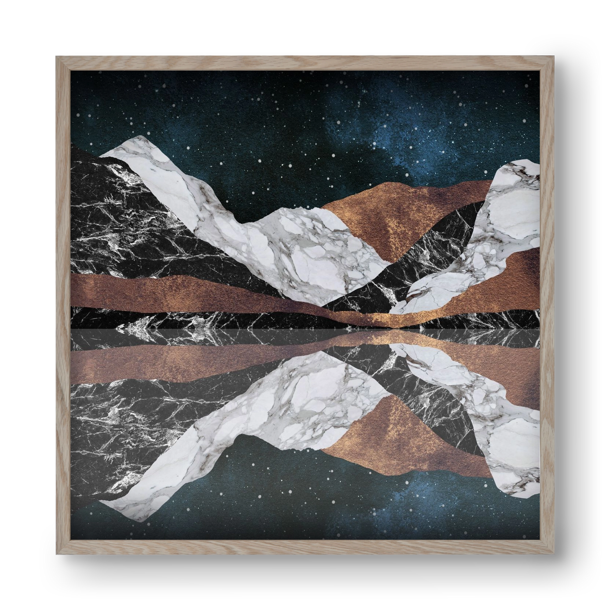 Landscape Mountains, 40x40 cm (40x40 cm), Tölgy keret