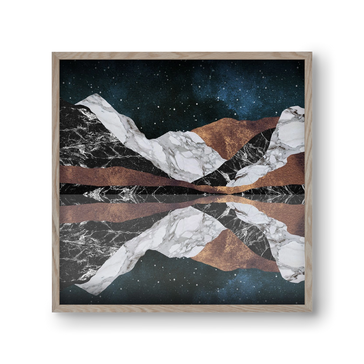 Landscape Mountains, 30x30 cm (30x30 cm), Tölgy keret