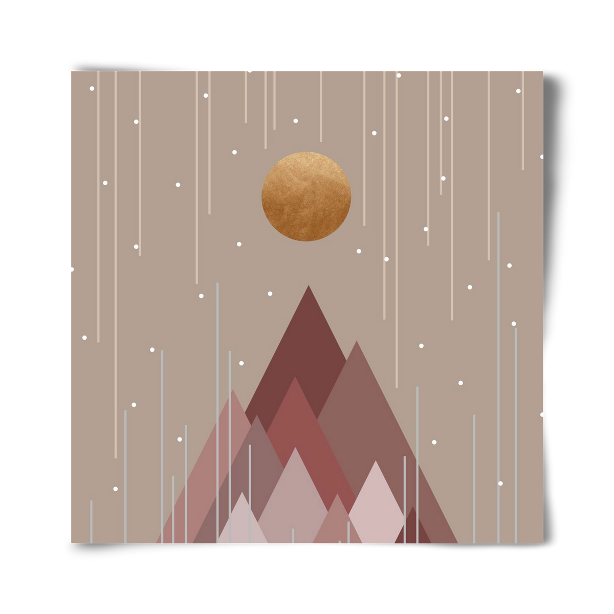 Sun & Mountains Coral Pink, 40x40 cm, Keret nélkül