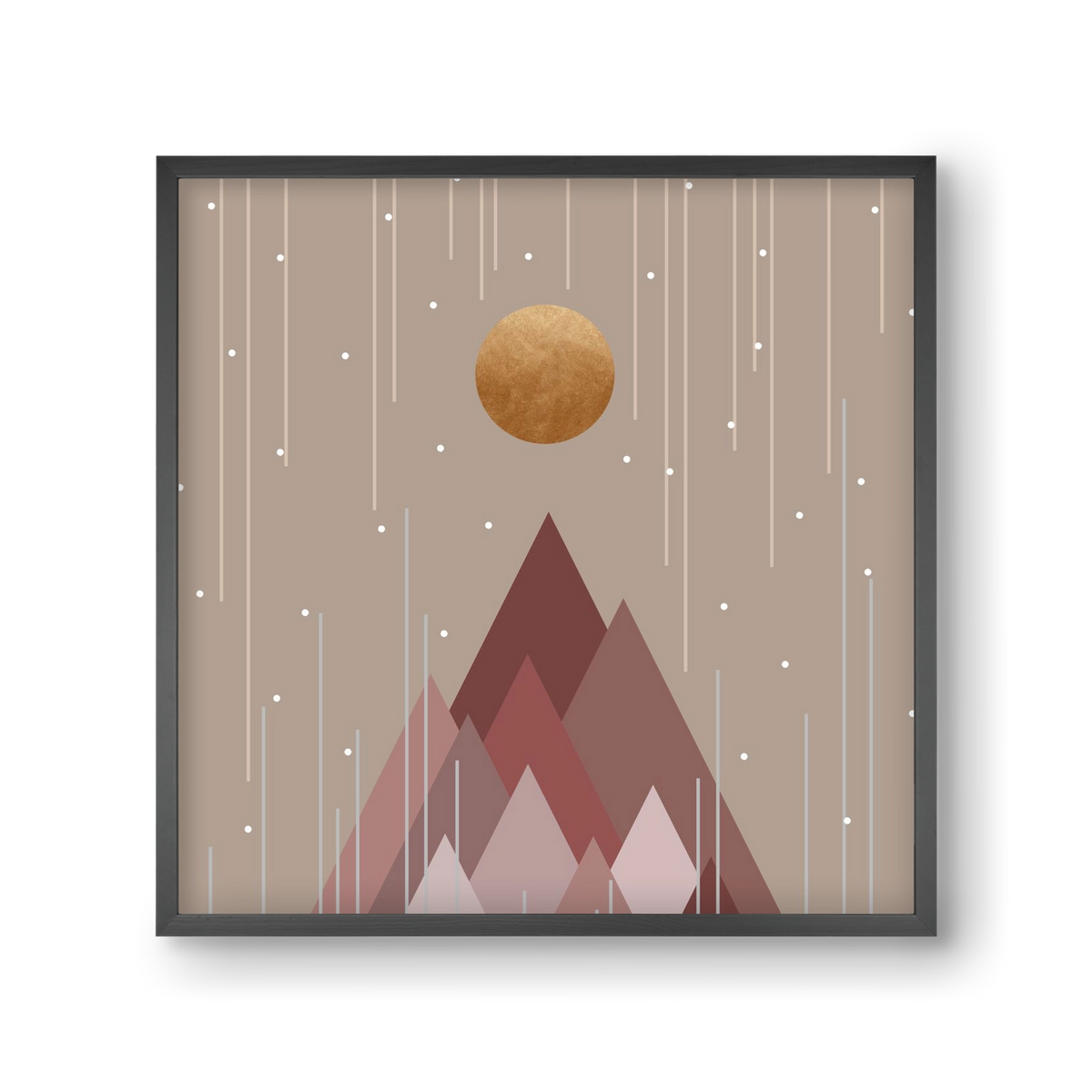 Sun & Mountains Coral Pink, 30x30 cm (30x30 cm), Fekete keret