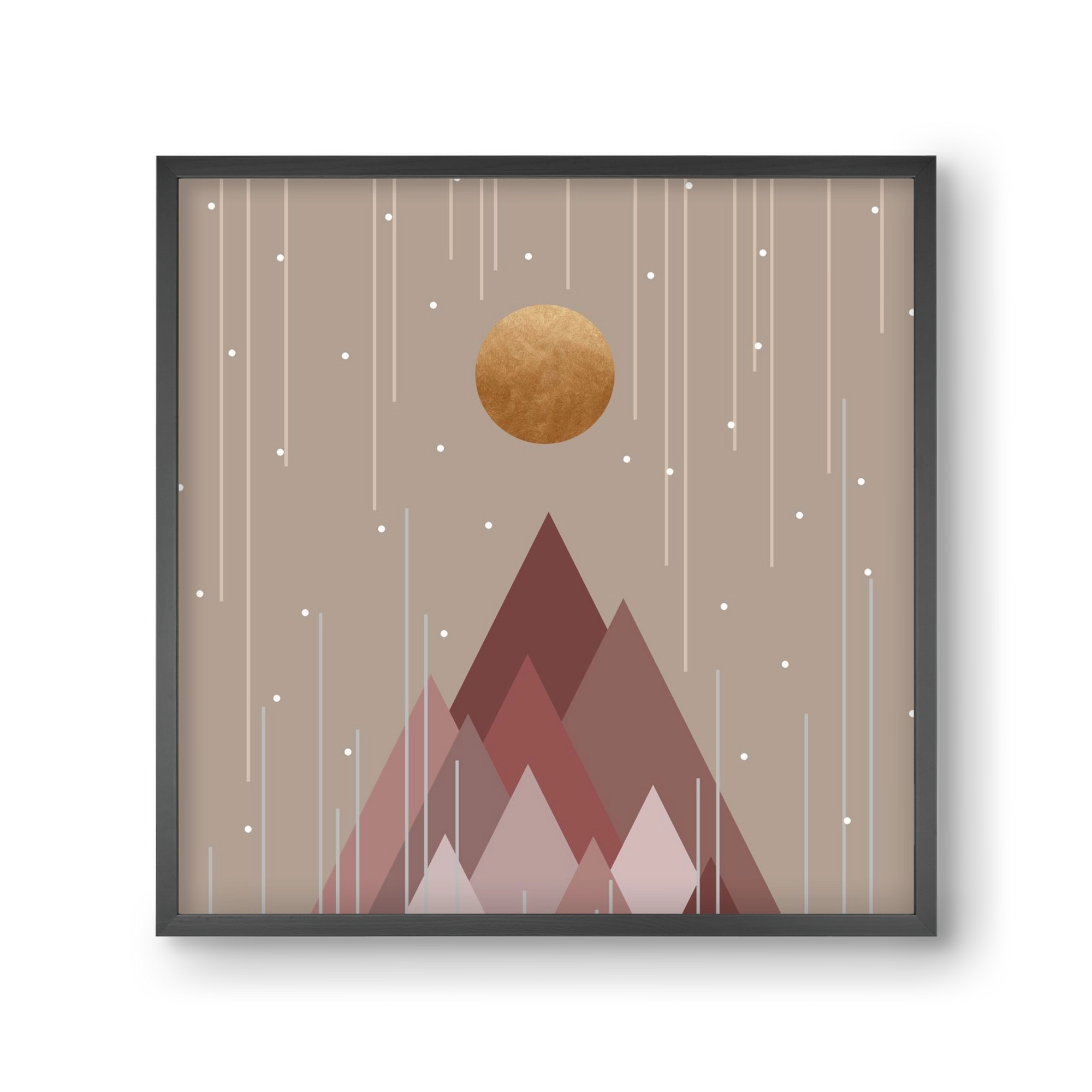 Sun & Mountains Coral Pink, 30x30 cm (30x30 cm), Fekete keret