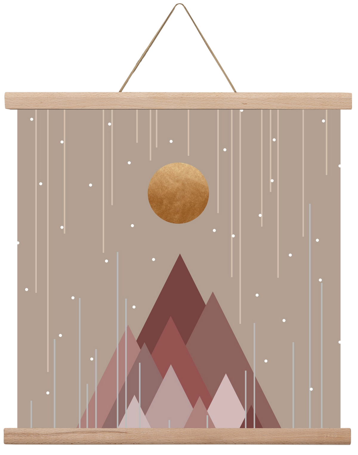 Sun & Mountains Coral Pink, 40x40 cm (40x40 cm), Tölgy akasztó