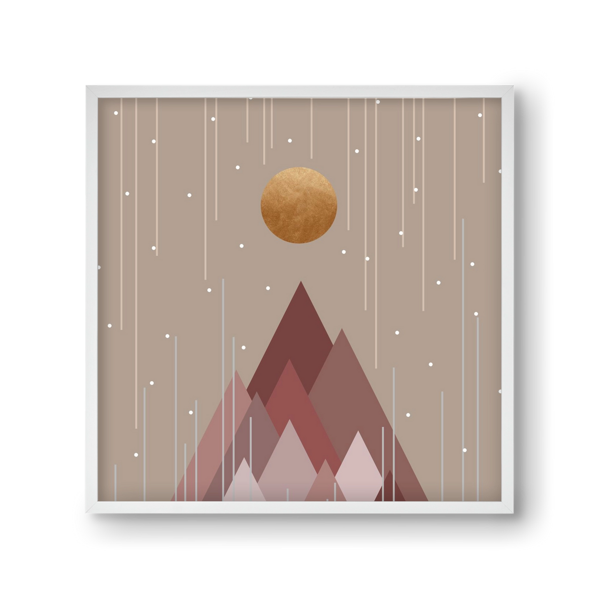 Sun & Mountains Coral Pink, 30x30 cm (30x30 cm), Fehér keret