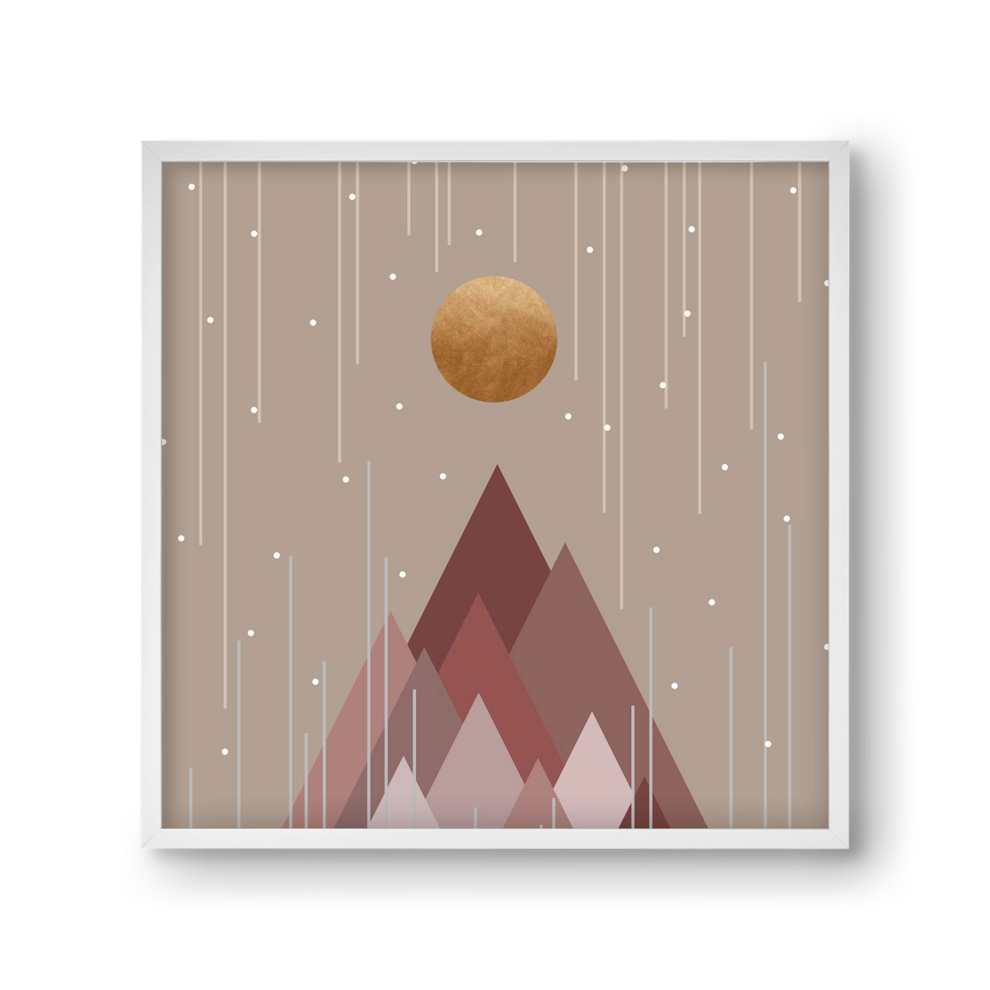 Sun & Mountains Coral Pink, 30x30 cm (30x30 cm), Fehér keret