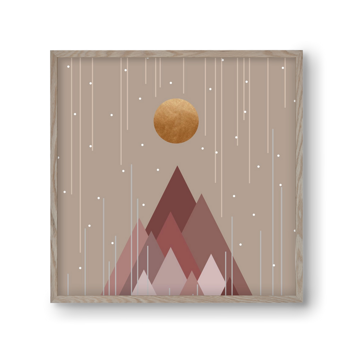 Sun & Mountains Coral Pink, 30x30 cm (30x30 cm), Tölgy keret