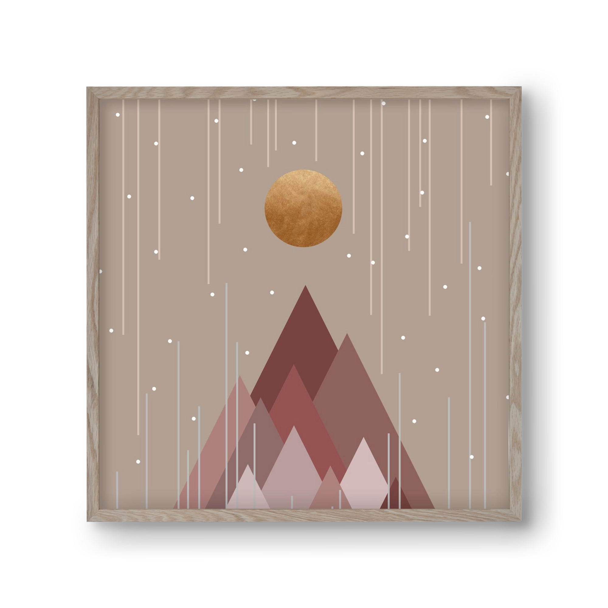 Sun & Mountains Coral Pink, 30x30 cm (30x30 cm), Tölgy keret