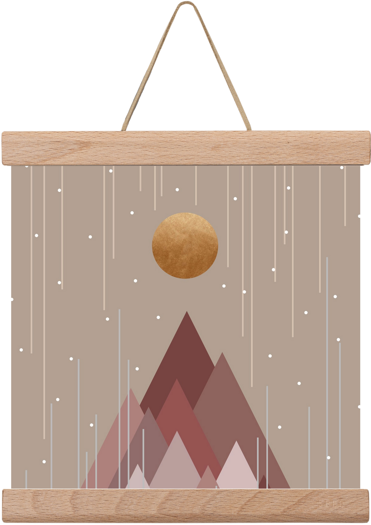 Sun & Mountains Coral Pink, 20x20 cm (20x20 cm), Tölgy akasztó
