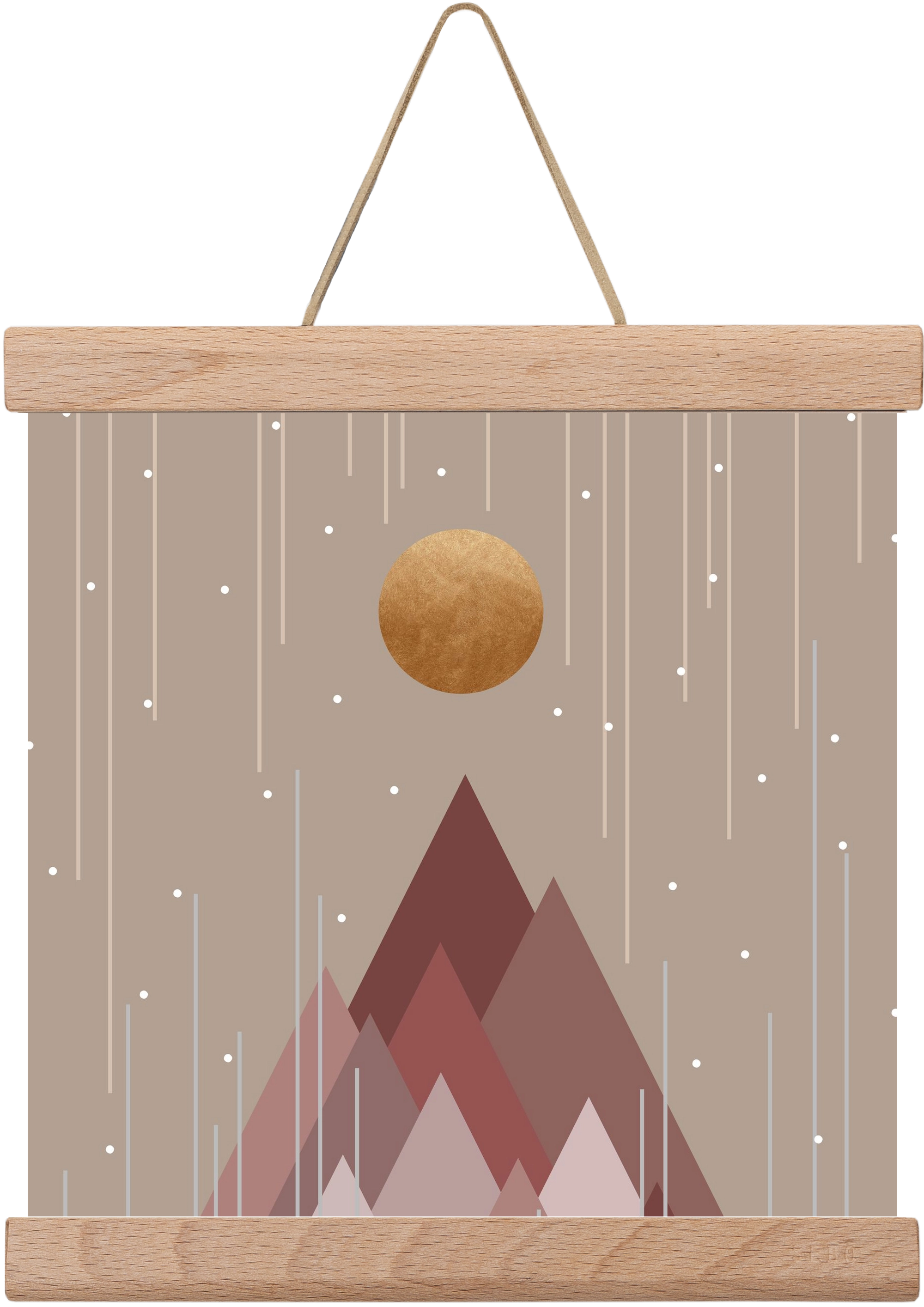 Sun & Mountains Coral Pink, 20x20 cm (20x20 cm), Tölgy akasztó