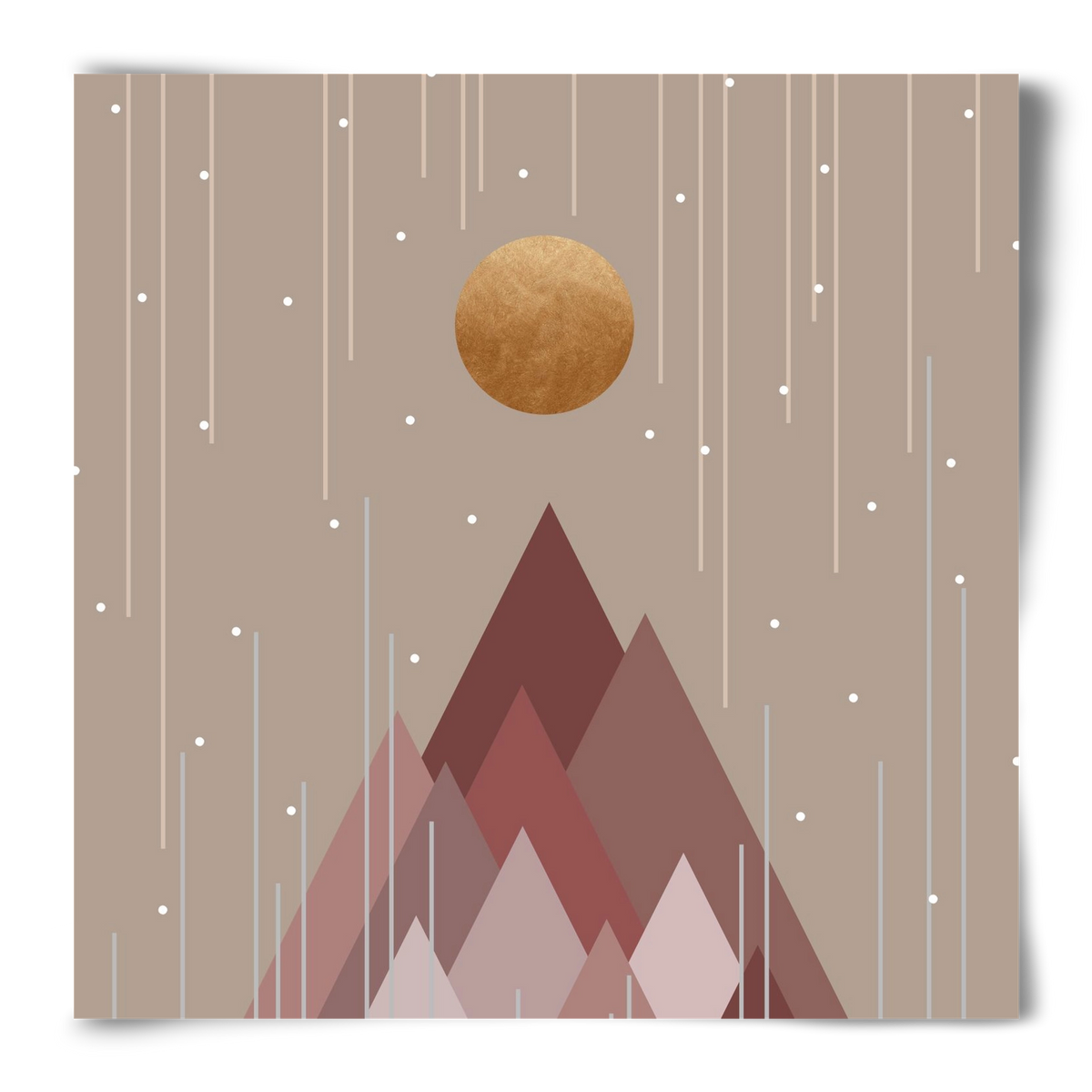 Sun & Mountains Coral Pink, 50x50 cm, Keret nélkül