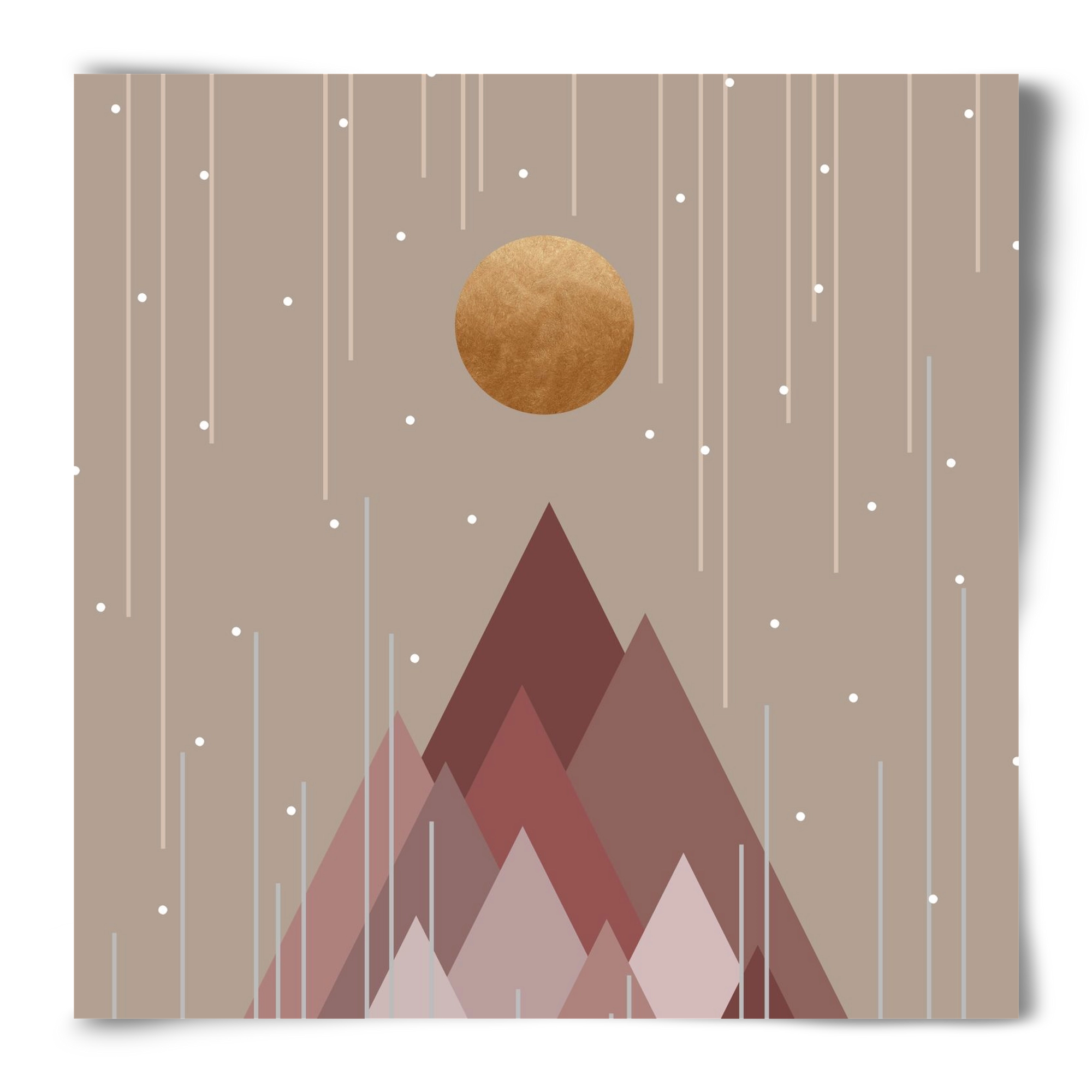 Sun & Mountains Coral Pink, 50x50 cm, Keret nélkül