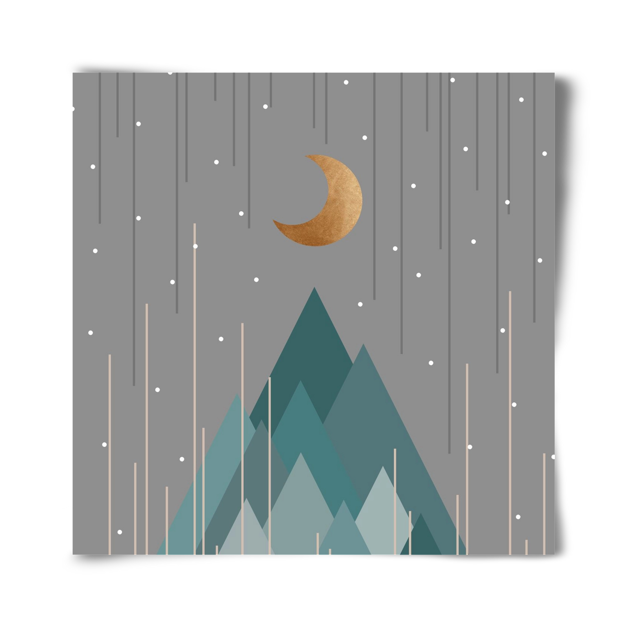 Moon & Mountains Mint Green , 40x40 cm, Keret nélkül