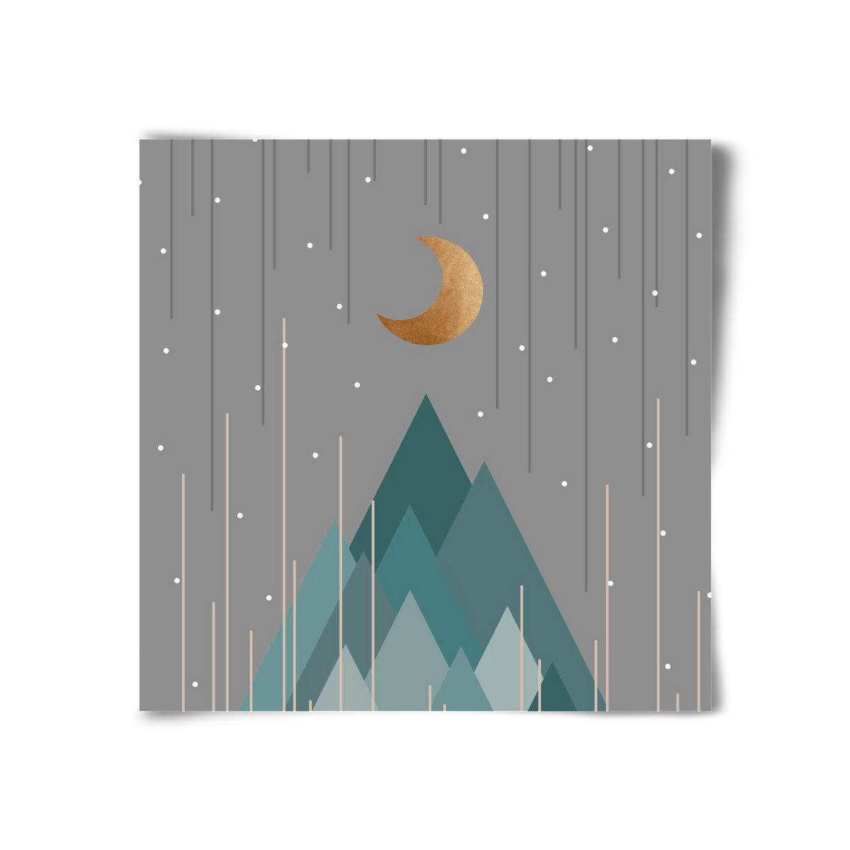 Moon & Mountains Mint Green , 30x30 cm, Keret nélkül