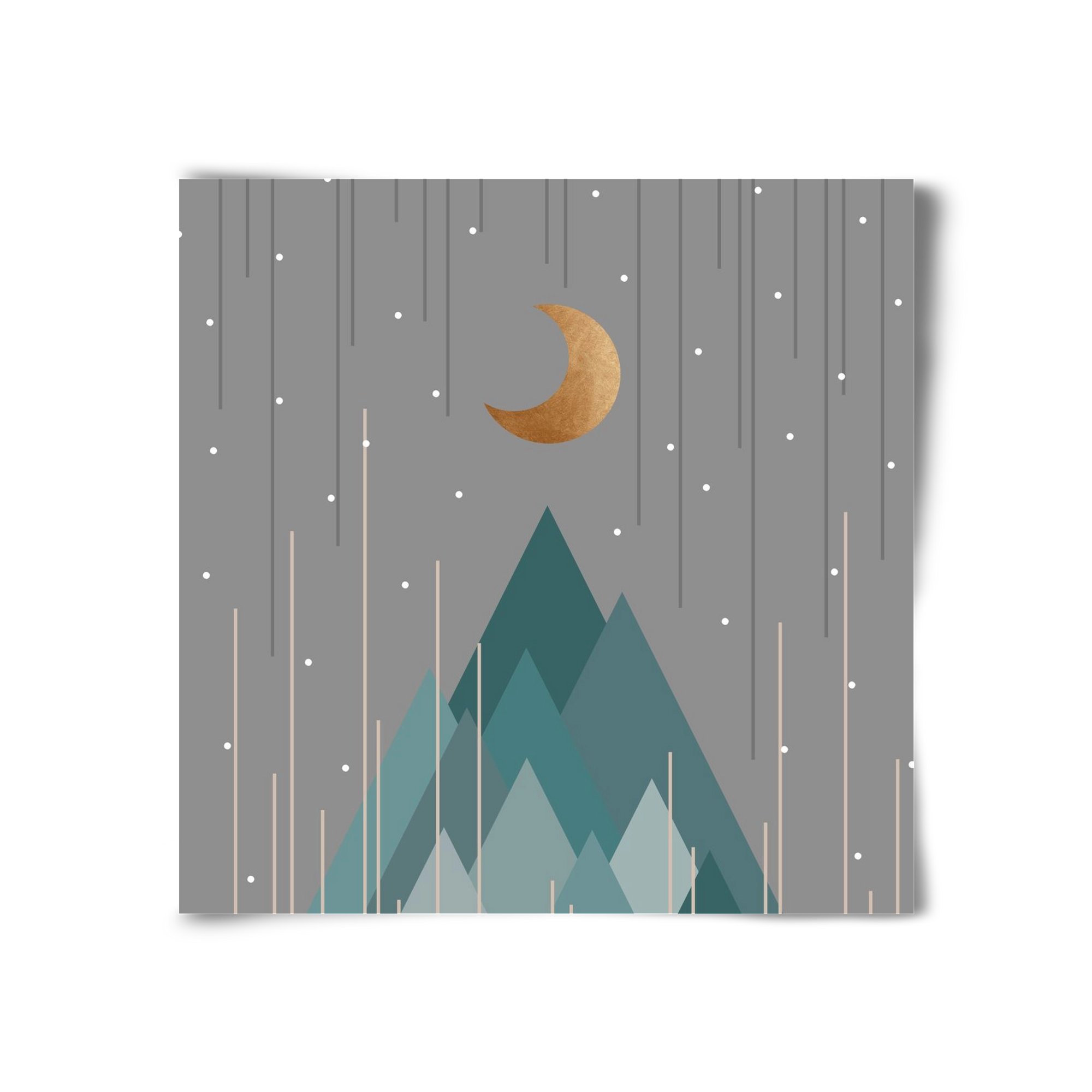 Moon & Mountains Mint Green , 30x30 cm, Keret nélkül