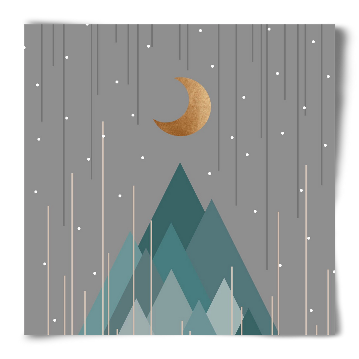 Moon & Mountains Mint Green , 50x50 cm, Keret nélkül