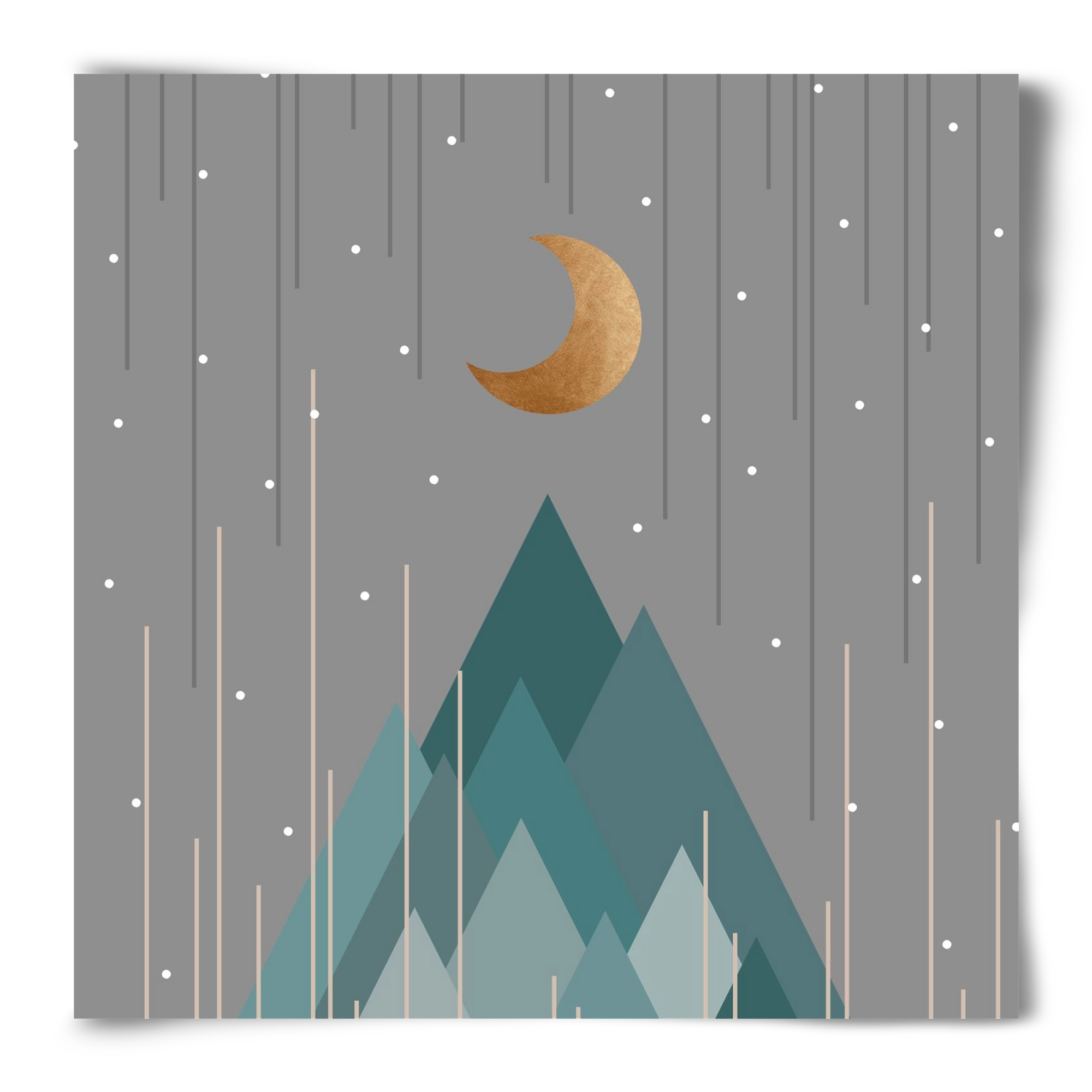 Moon & Mountains Mint Green , 50x50 cm, Keret nélkül