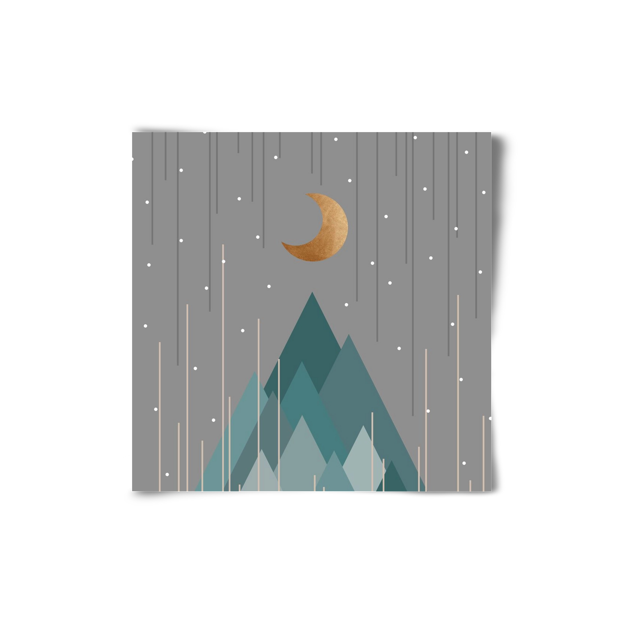 Moon & Mountains Mint Green , 20x20 cm, Keret nélkül