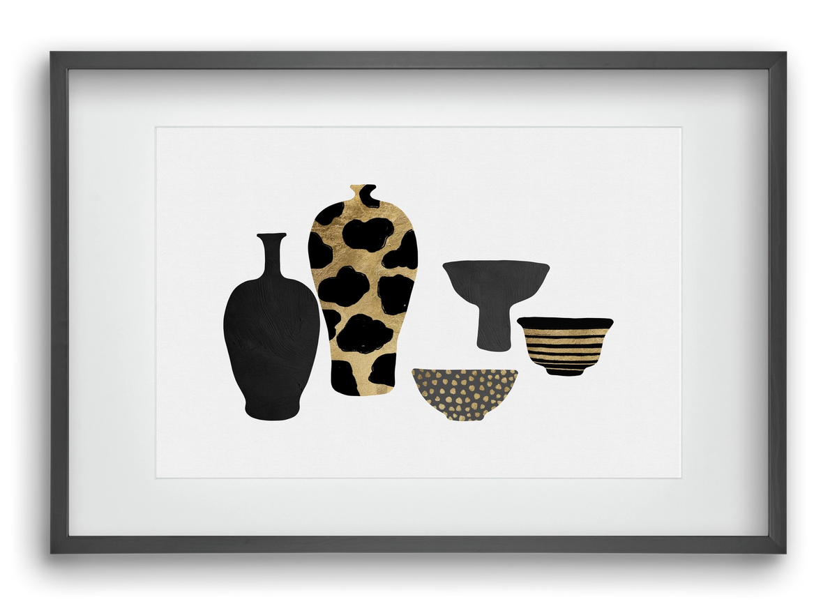 Patterned Vases, 60x40 cm (45x30 cm), Fekete keret, paszpartuval