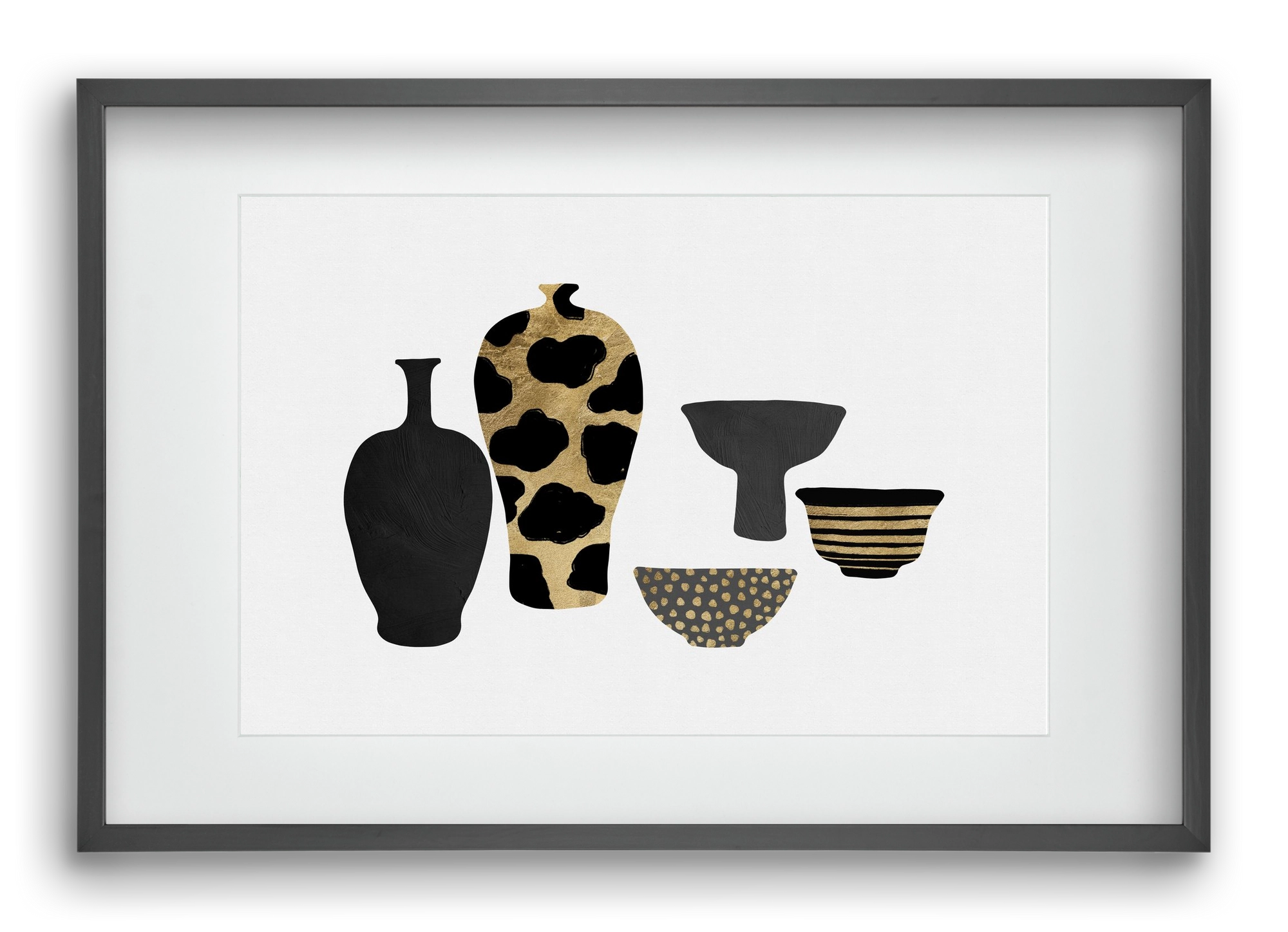 Patterned Vases, 60x40 cm (45x30 cm), Fekete keret, paszpartuval