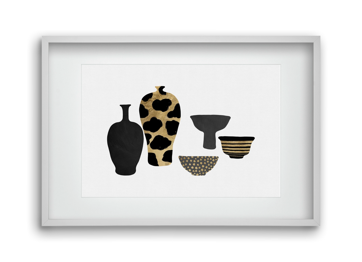 Patterned Vases, 45x30 cm (30x20 cm), Fehér keret, paszpartuval