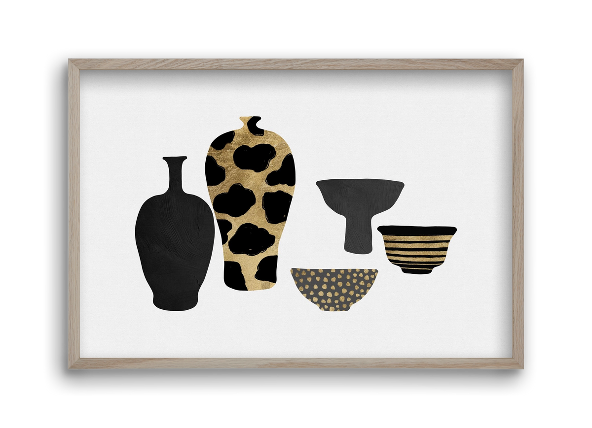 Patterned Vases, 45x30 cm (45x30 cm), Tölgy keret