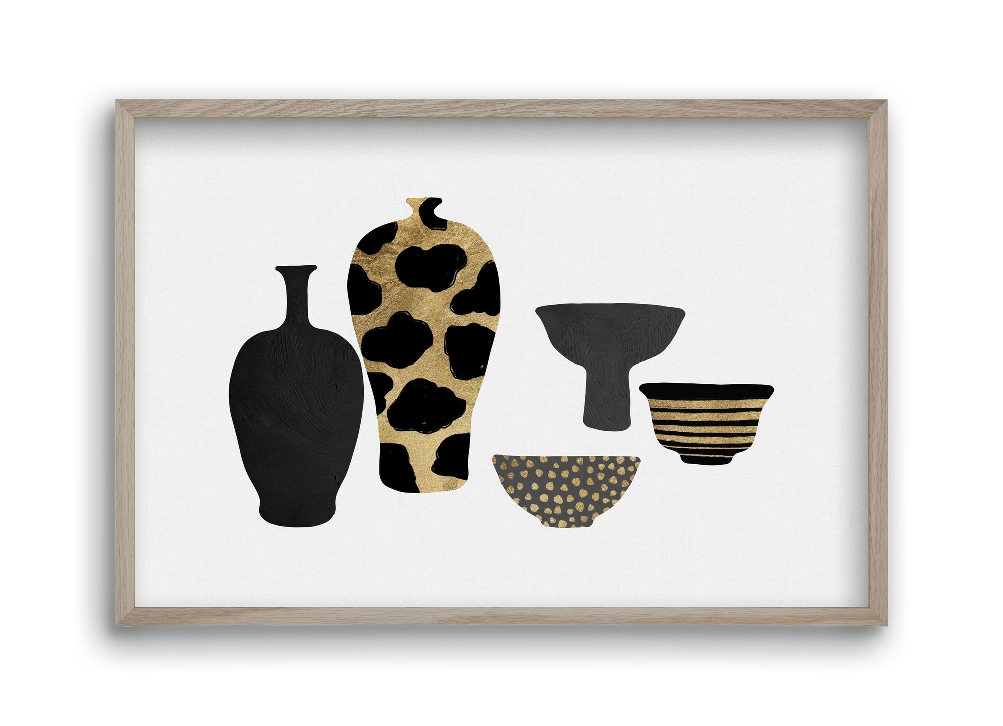 Patterned Vases, 45x30 cm (45x30 cm), Tölgy keret