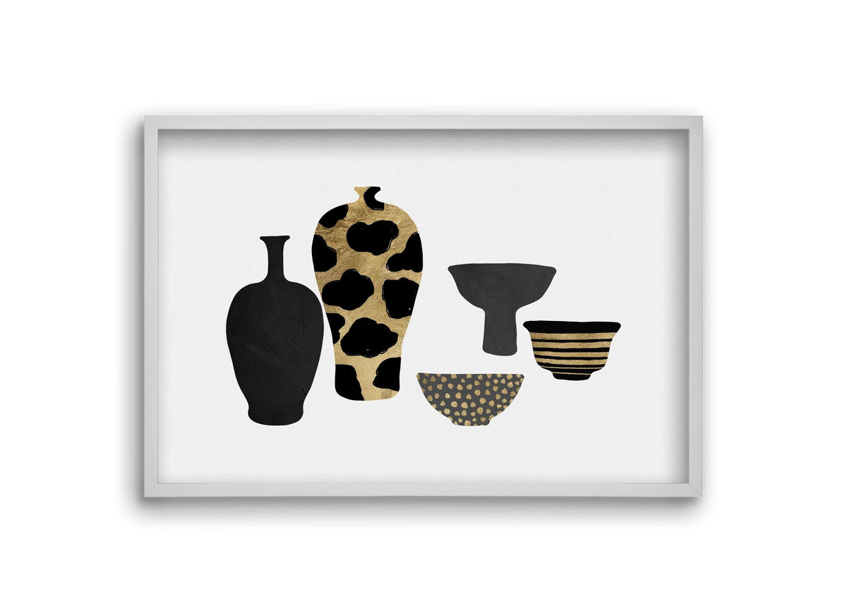 Patterned Vases, 30x20 cm (30x20 cm), Fehér keret