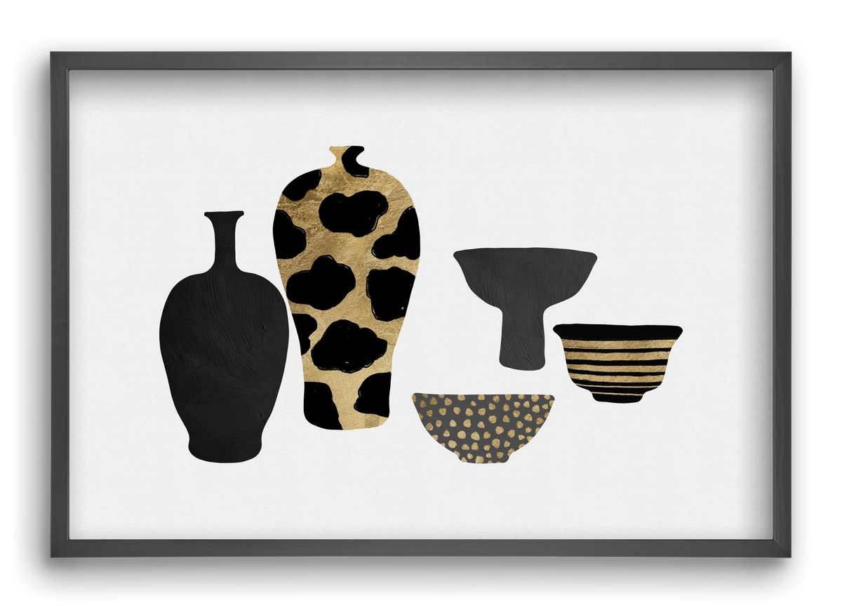 Patterned Vases, 60x40 cm (60x40 cm), Fekete keret