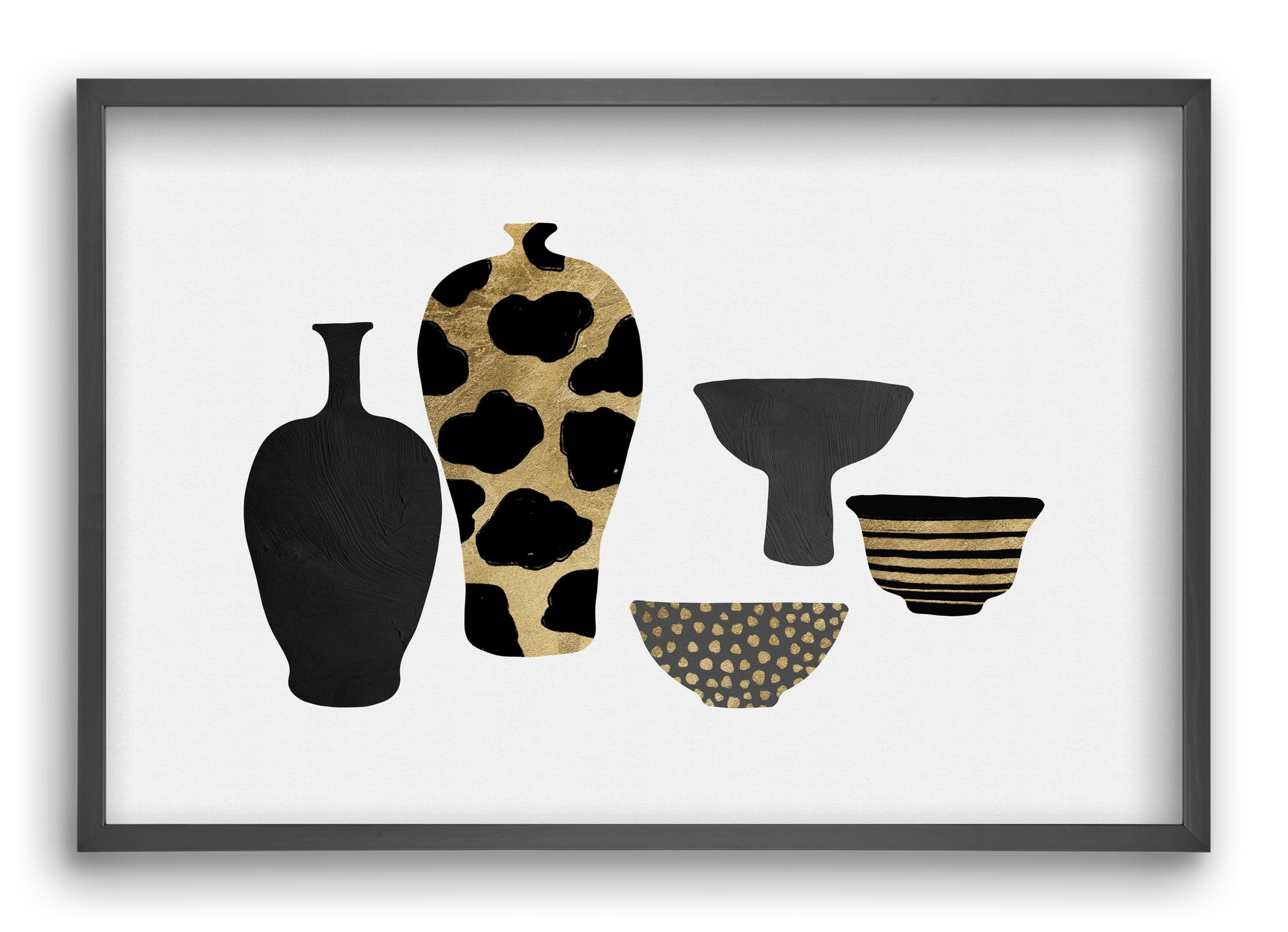 Patterned Vases, 60x40 cm (60x40 cm), Fekete keret