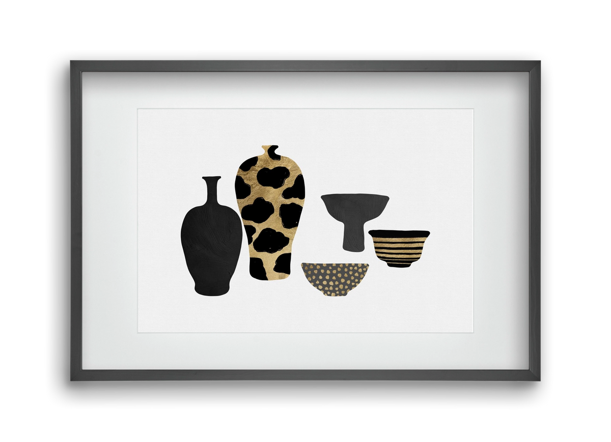 Patterned Vases, 45x30 cm (30x20 cm), Fekete keret, paszpartuval