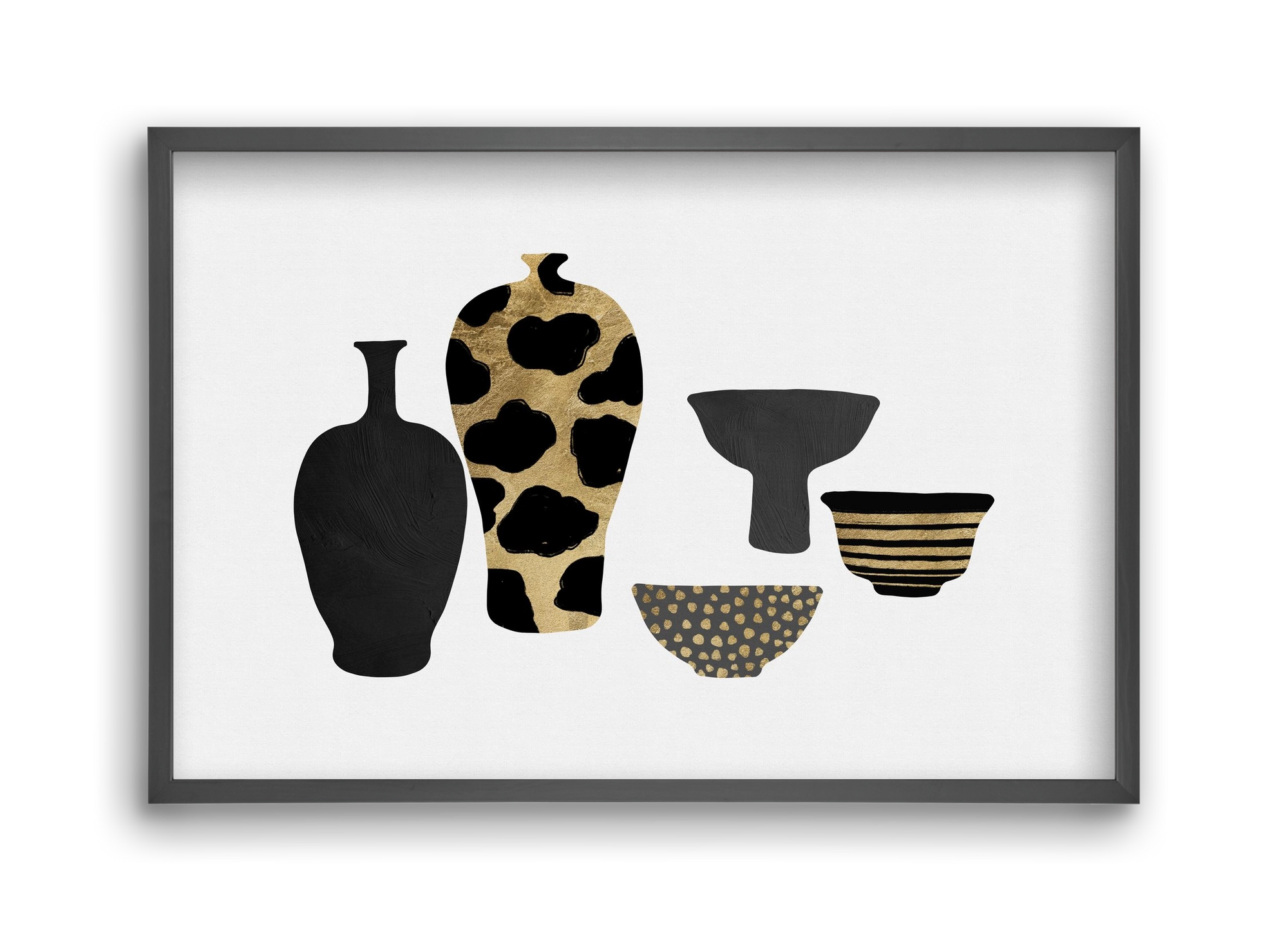 Patterned Vases, 45x30 cm (45x30 cm), Fekete keret