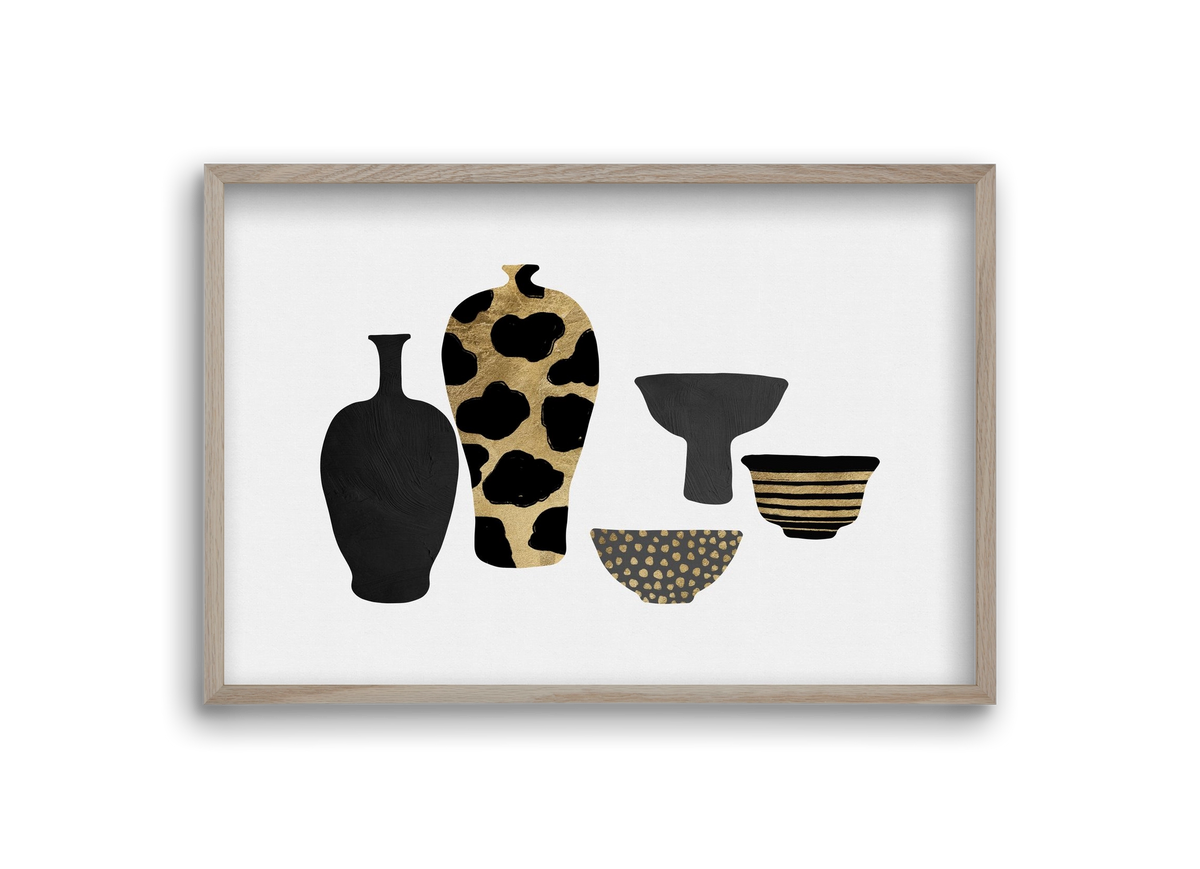 Patterned Vases, 30x20 cm (30x20 cm), Tölgy keret