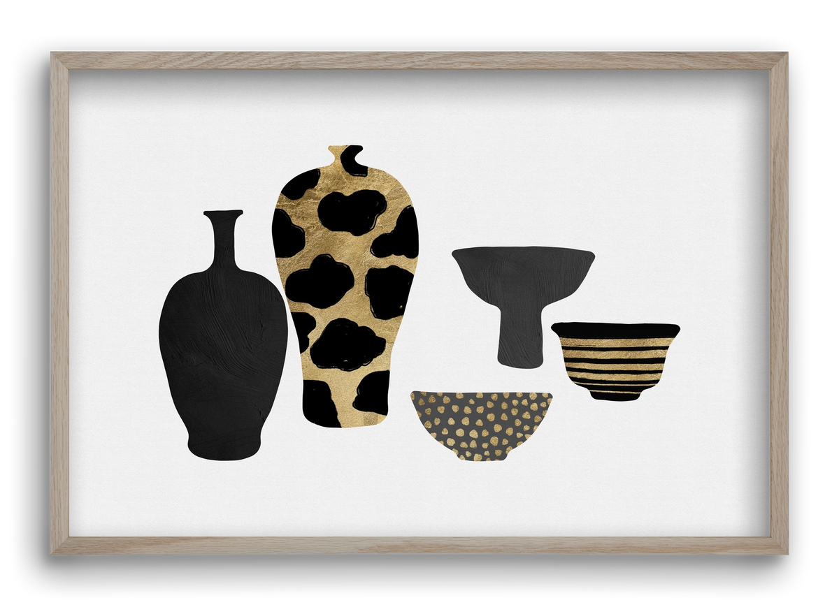 Patterned Vases, 60x40 cm (60x40 cm), Tölgy keret