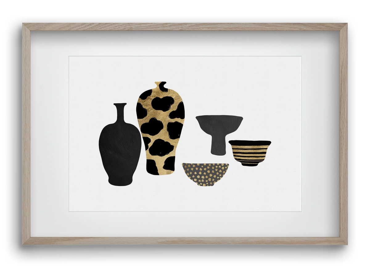 Patterned Vases, 60x40 cm (45x30 cm), Tölgy keret, paszpartuval