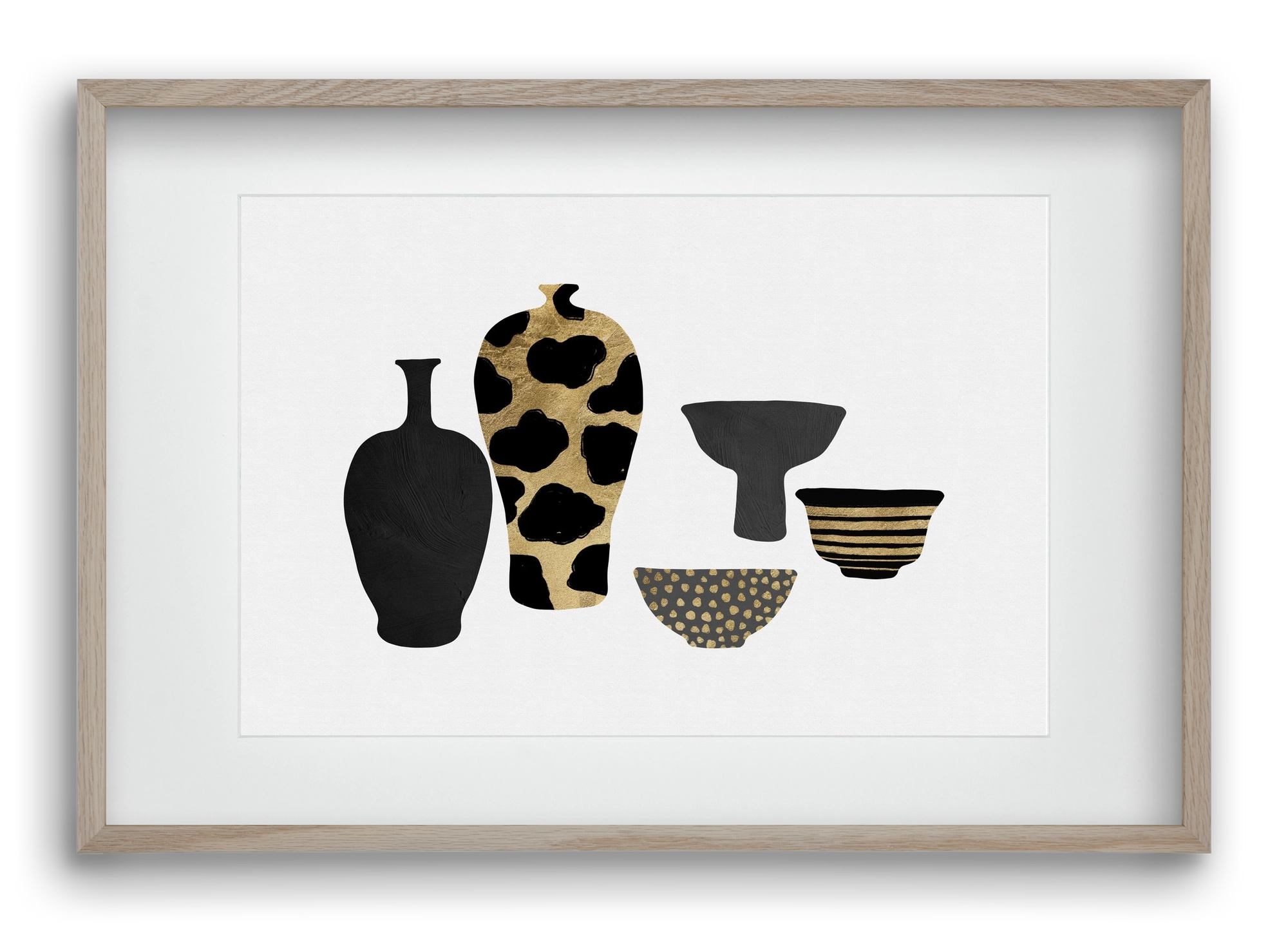 Patterned Vases, 60x40 cm (45x30 cm), Tölgy keret, paszpartuval