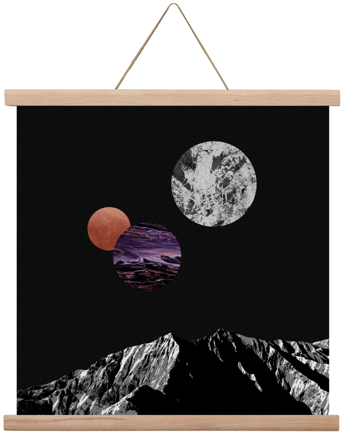 Space I, 40x40 cm (40x40 cm), Tölgy akasztó