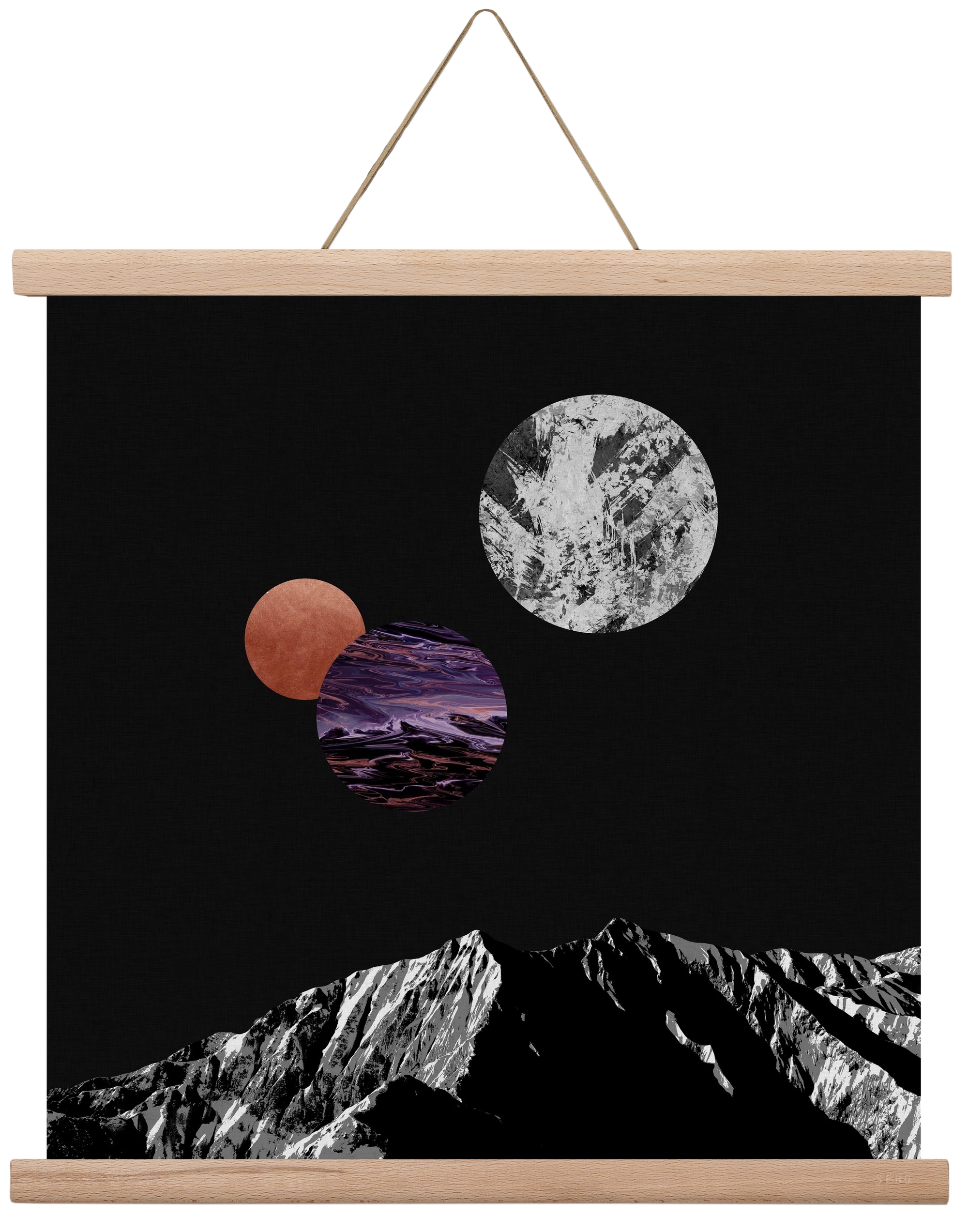 Space I, 40x40 cm (40x40 cm), Tölgy akasztó