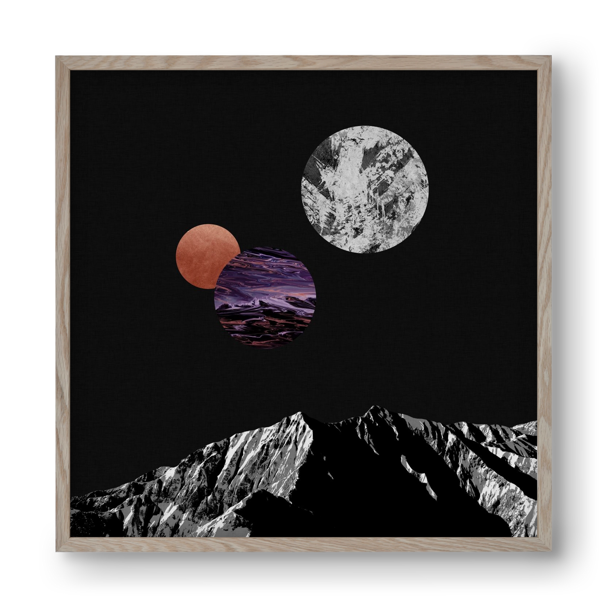 Space I, 40x40 cm (40x40 cm), Tölgy keret