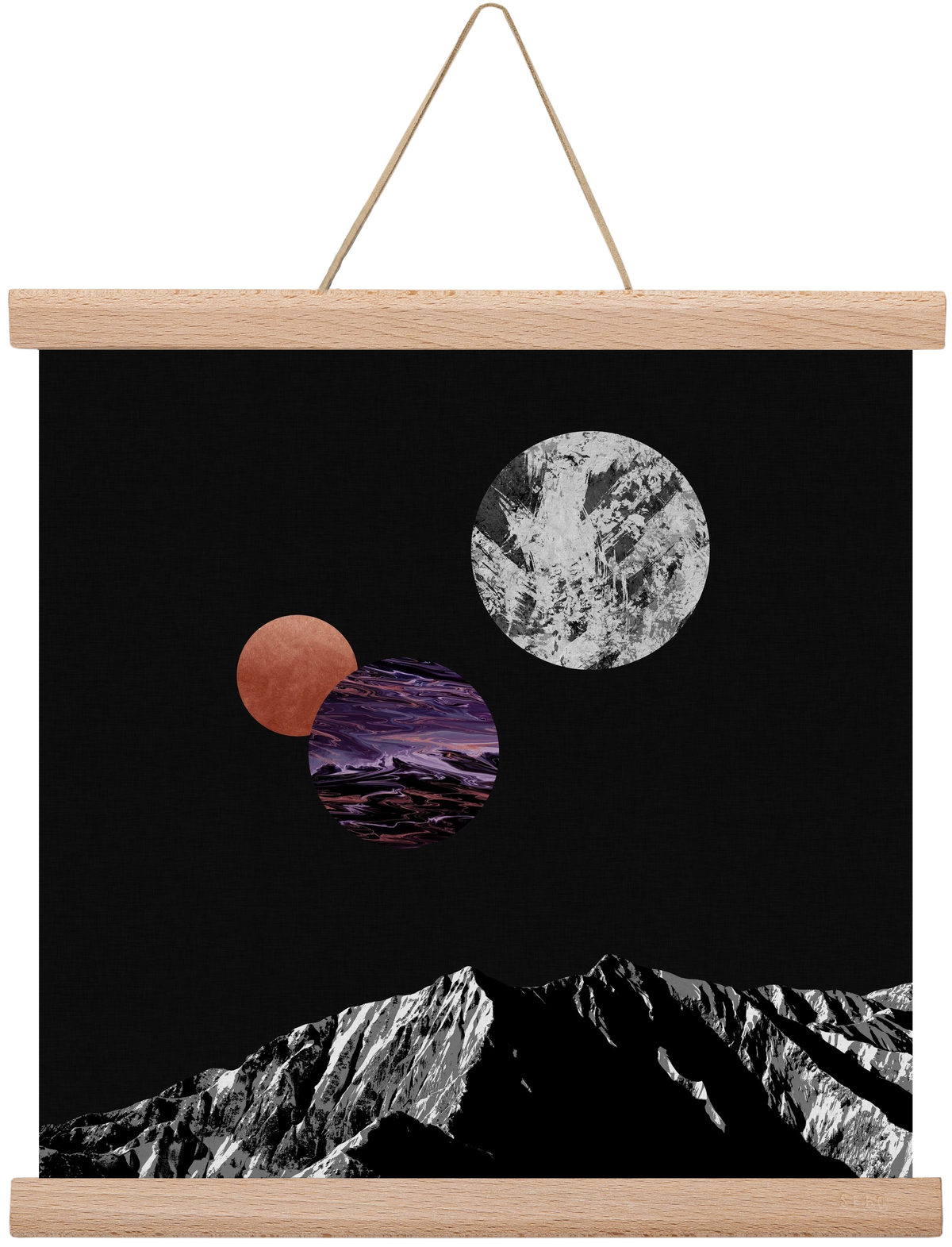 Space I, 30x30 cm (30x30 cm), Tölgy akasztó