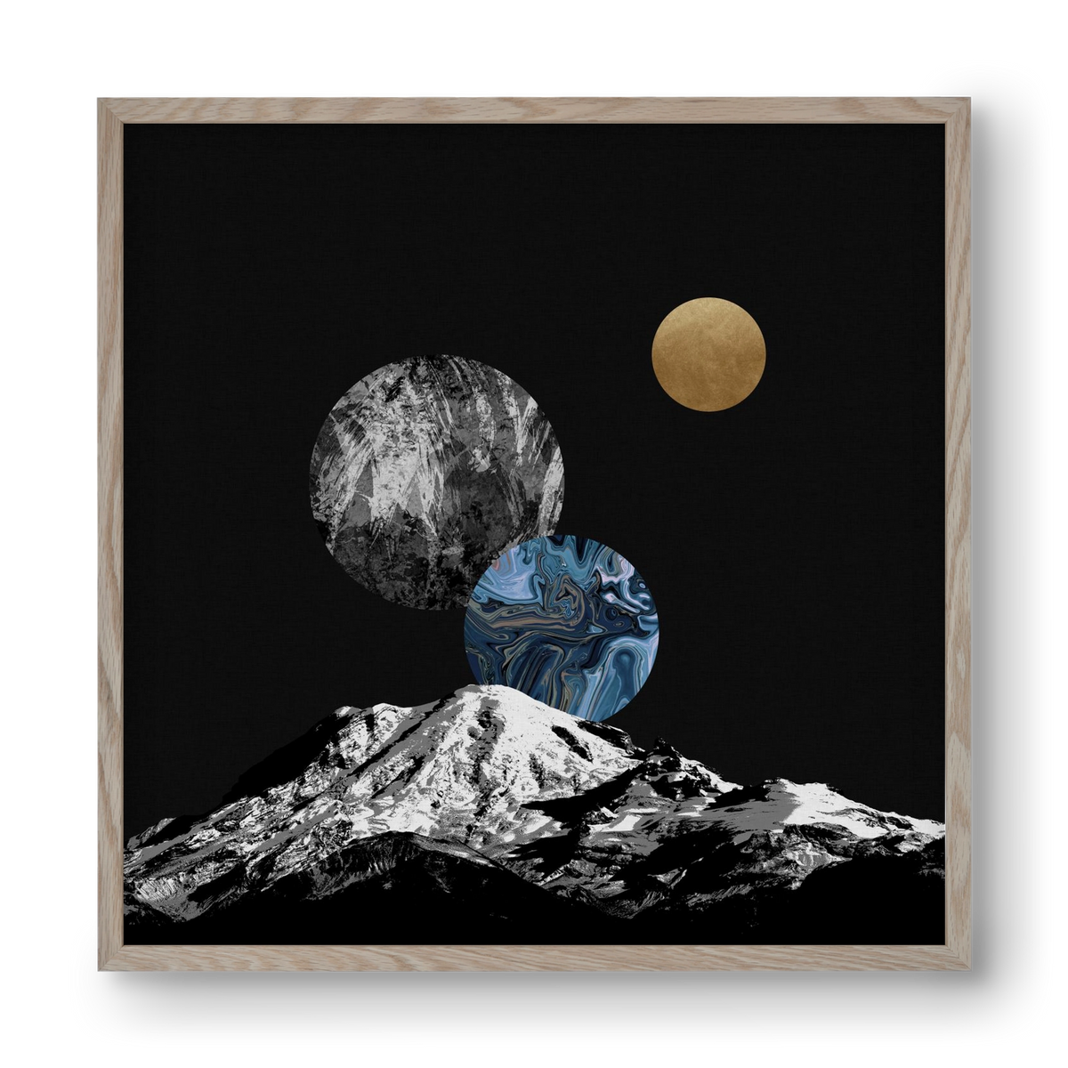 Space II, 40x40 cm (40x40 cm), Tölgy keret